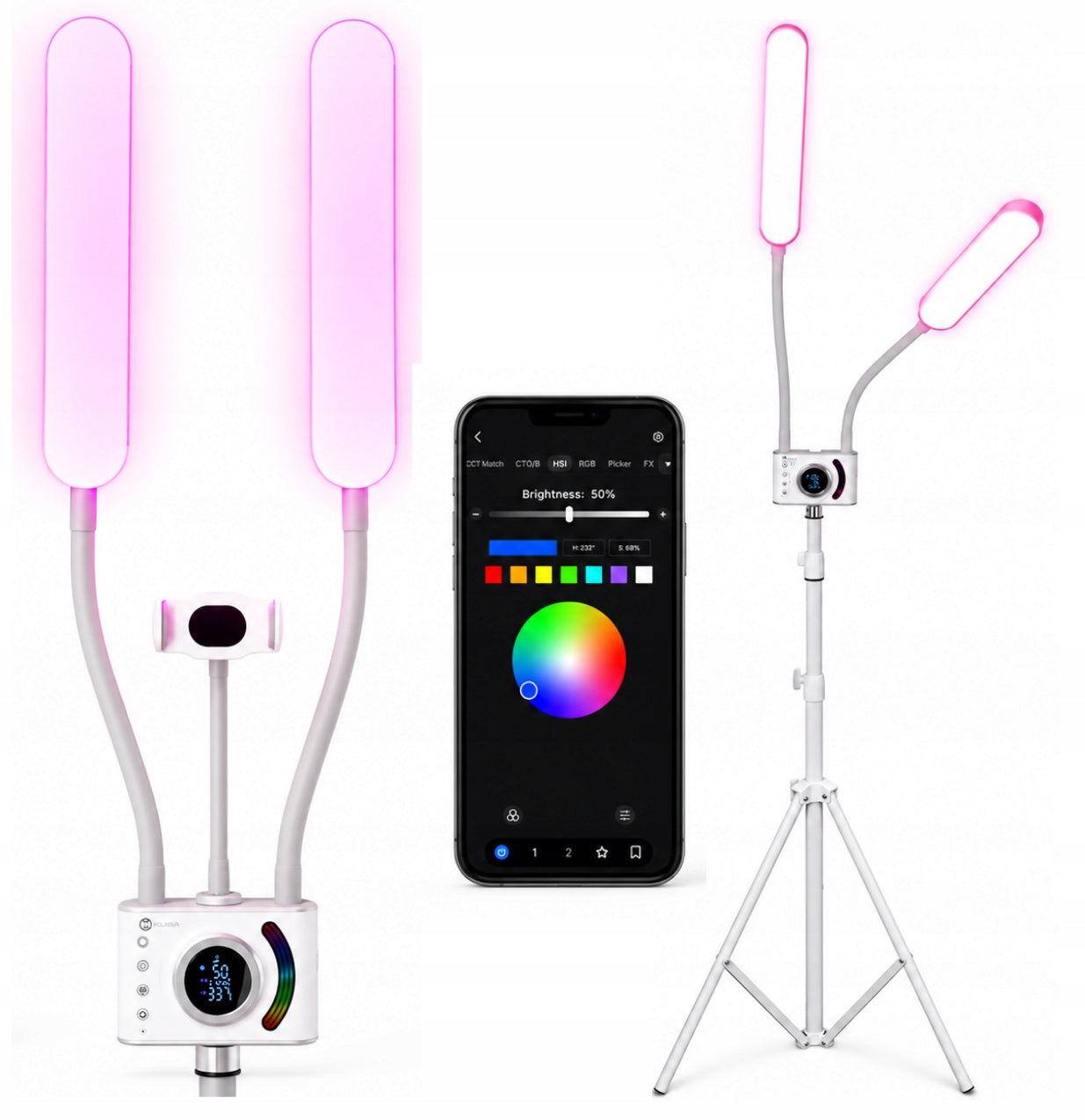 Cosmetic Lamp Eyelash Extensions Duo Multicolor Dual Arm RGB LED