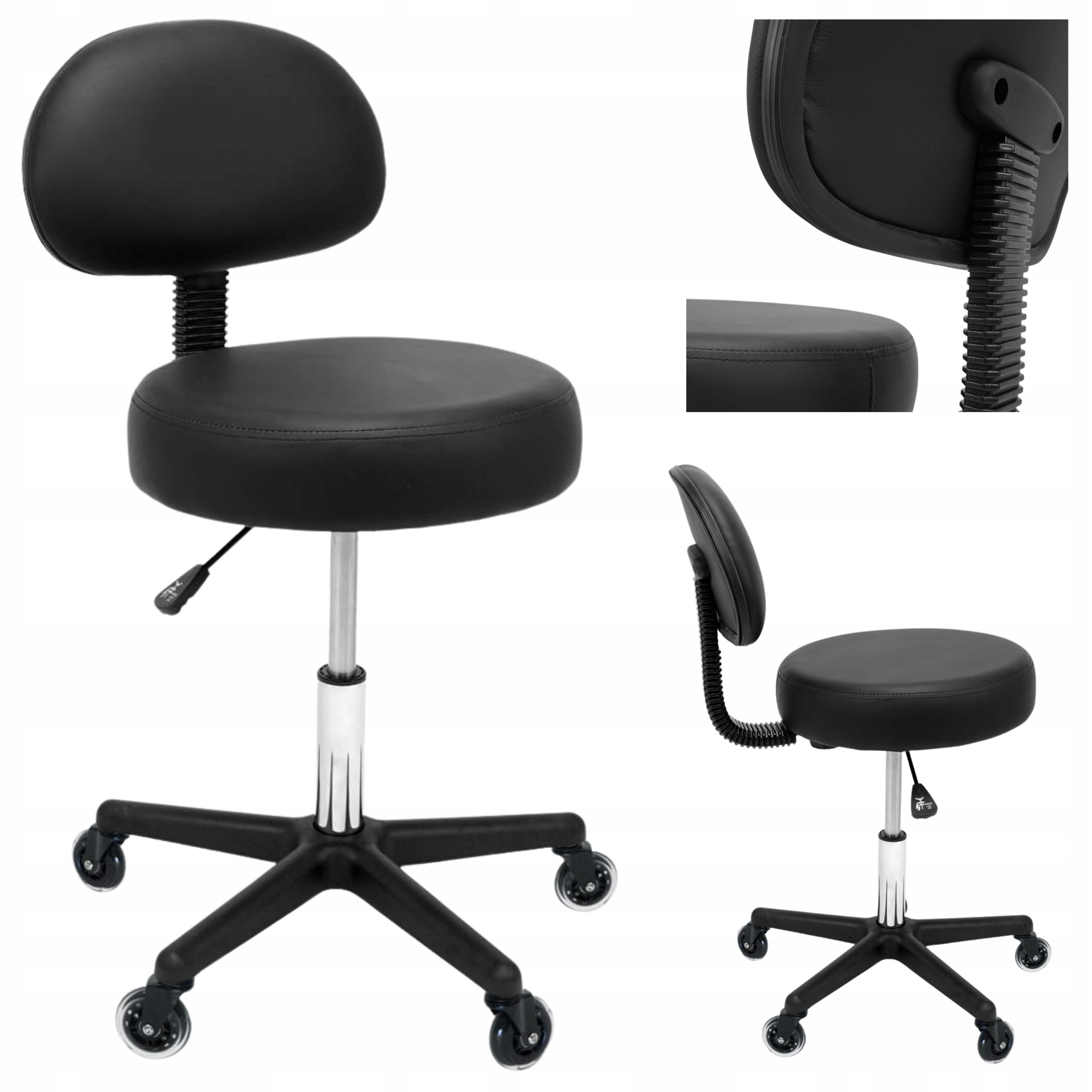 Cosmetic Stool Makeup Chair Makeup Stool Black Backrest Wheels
