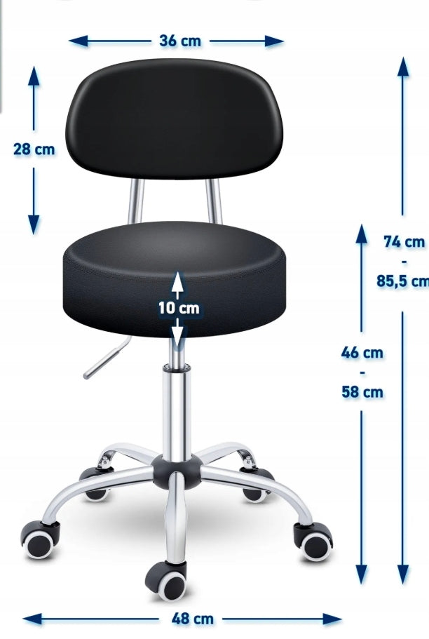 Cosmetic Stool Swivel Chair For Living Room With Wheel Backrest BLACK Packaging status original