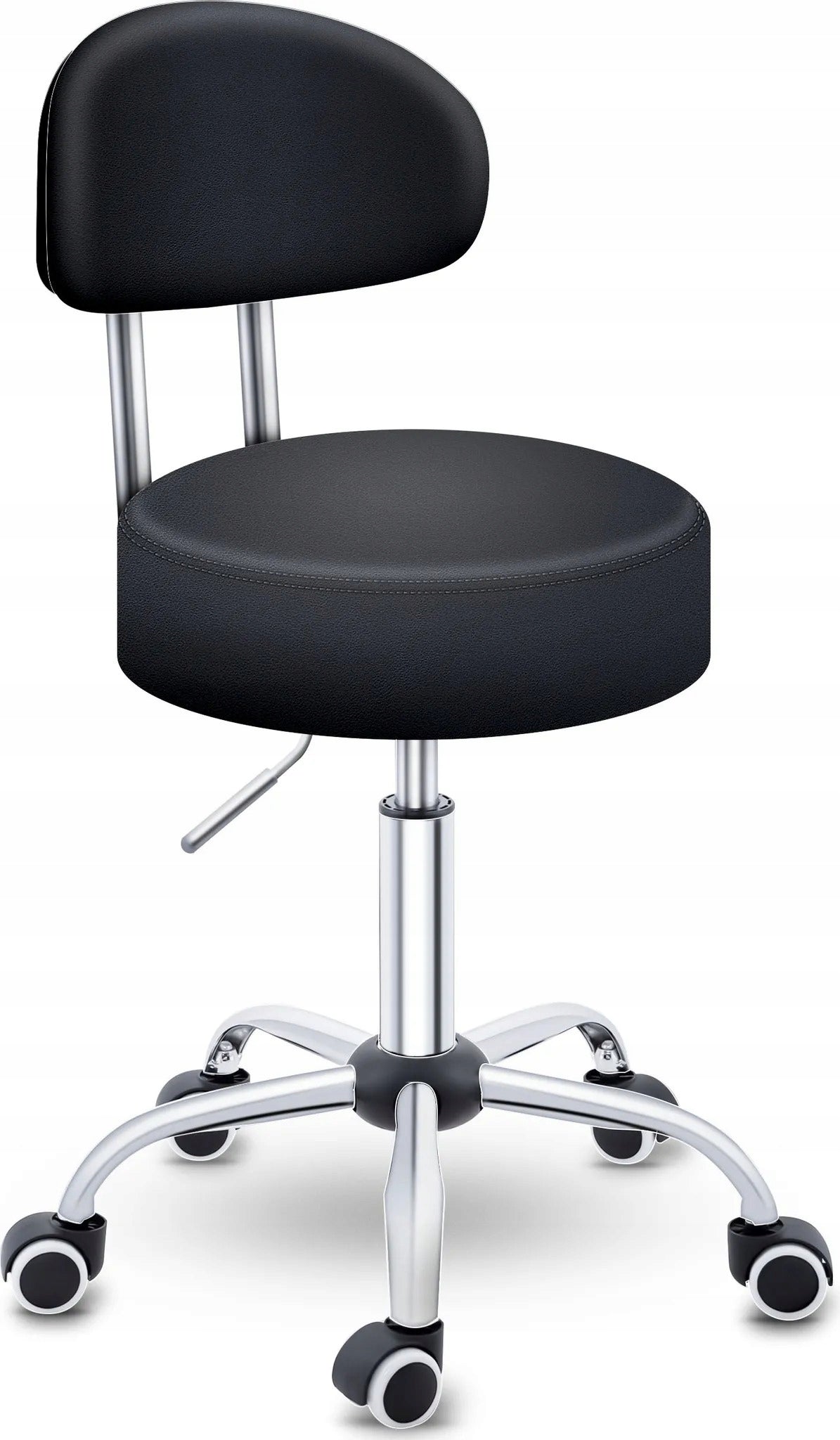 Cosmetic Stool Swivel Chair For Living Room With Wheel Backrest BLACK