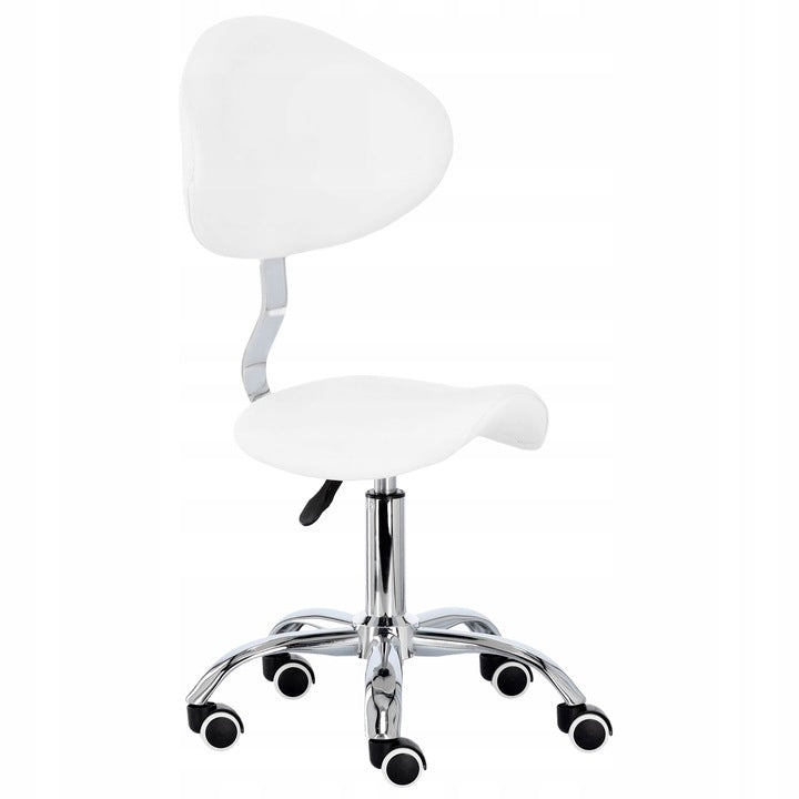 Cosmetic Stool White Hairdressing Mobile Chair With Backrest Hoker Brand Calissimo