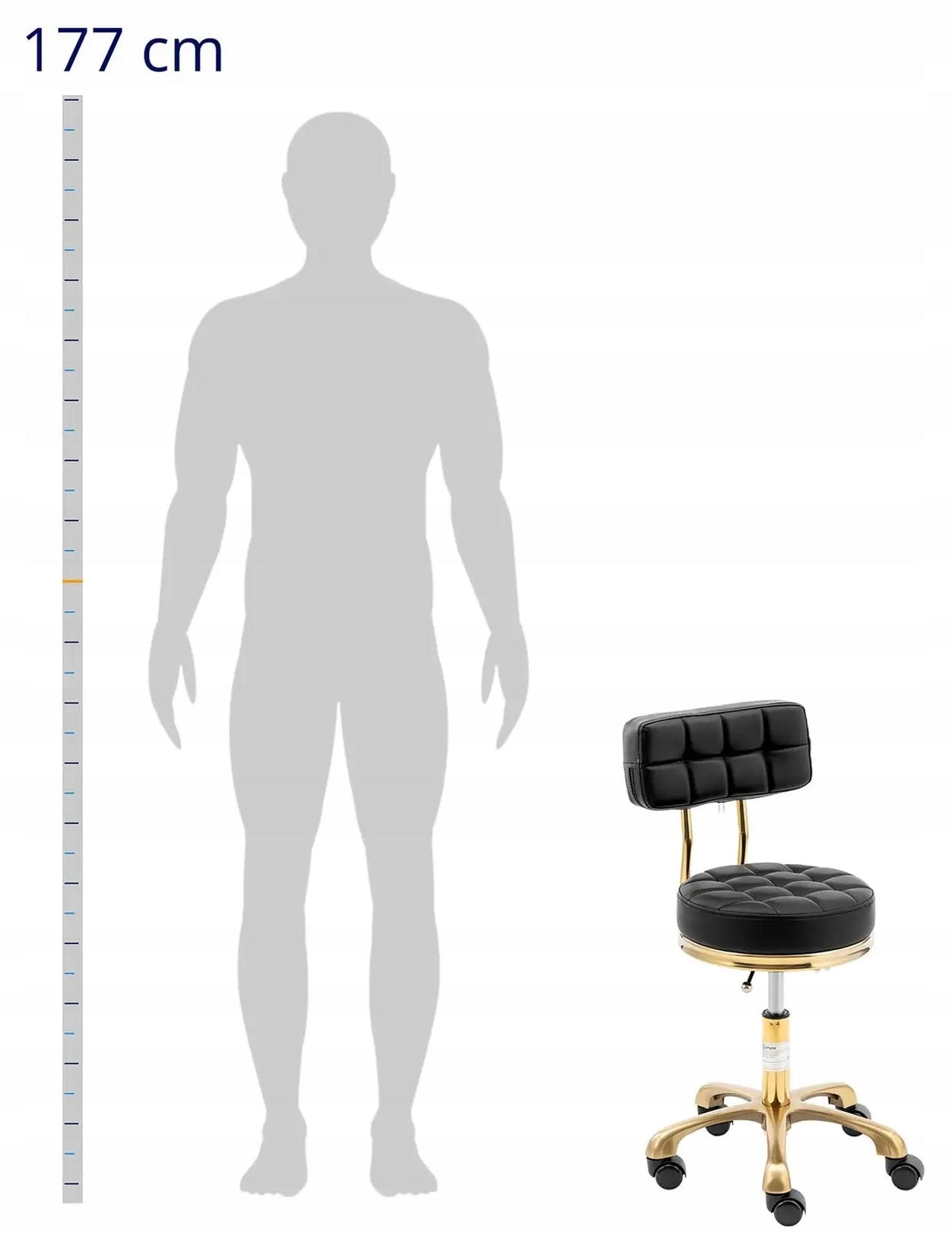 Cosmetic chair on wheels 47-61cm PHYSA GELA BLACK 10040691 Manufacturer code PHYSA GELA BLACK