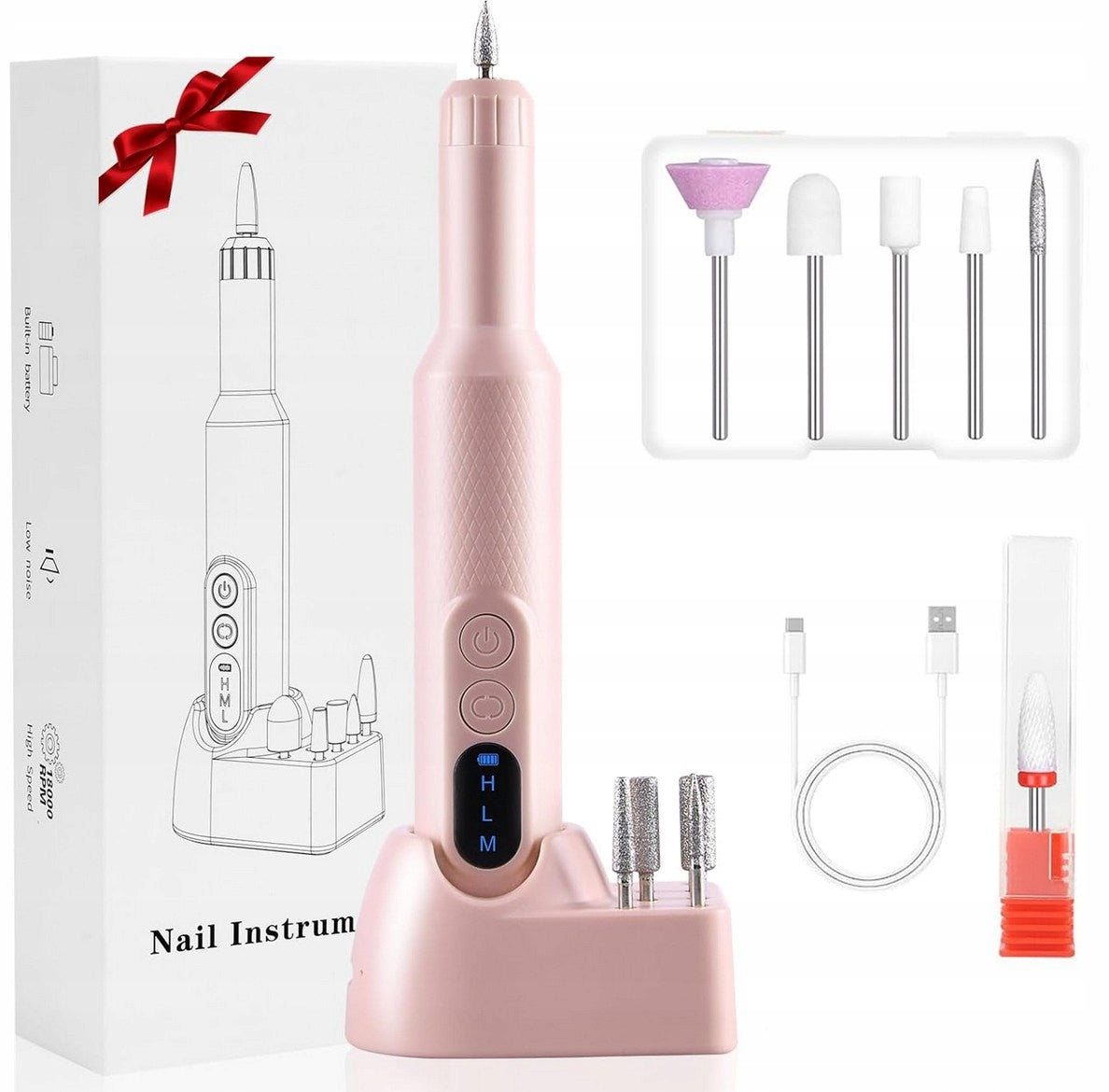 Cosmetic nail milling machine manicure pedicure WIRELESS + CUTTERS
