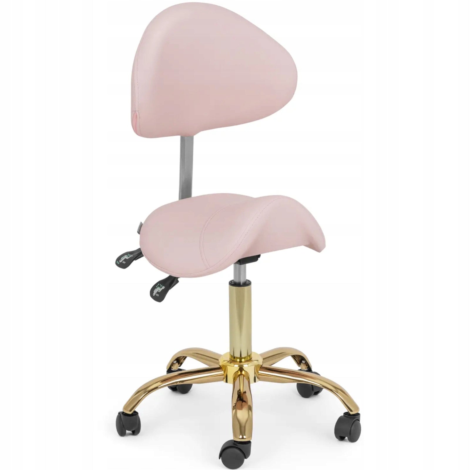 Cosmetic saddle chair with backrest adjustable MANNHEIM pink-gold Brand Physa