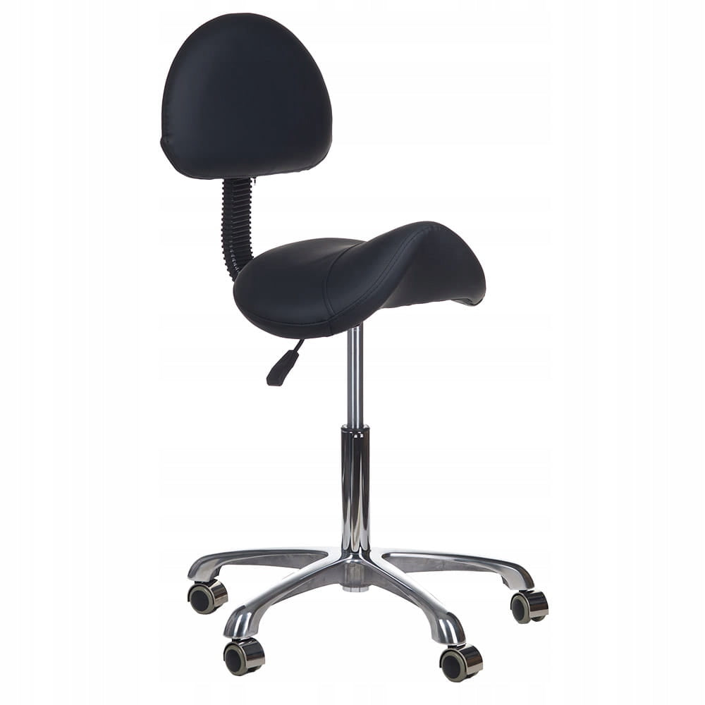 Cosmetic saddle stool with backrest BY-8373 black Upholstery color black