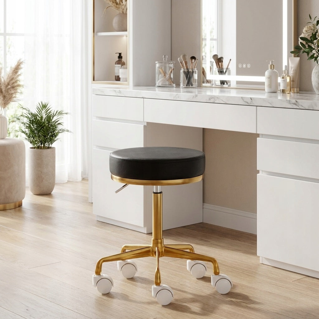 Cosmetic stool hairdresser chair bar stool SPA office mobile Upholstery color black