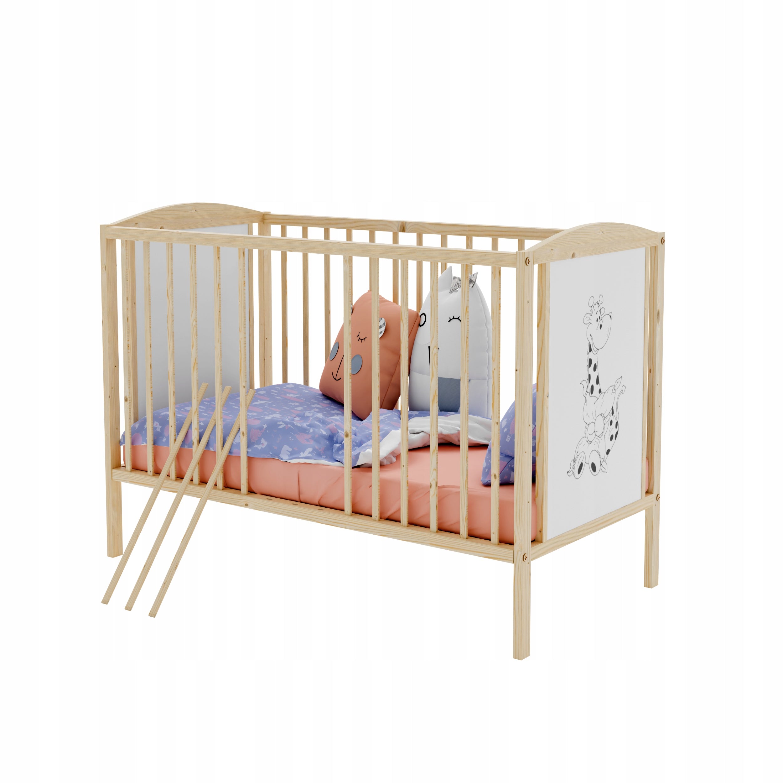 Cot FAIRY TALE b/sz pine couch with railing 120x60 Manufacturer code BAJKA