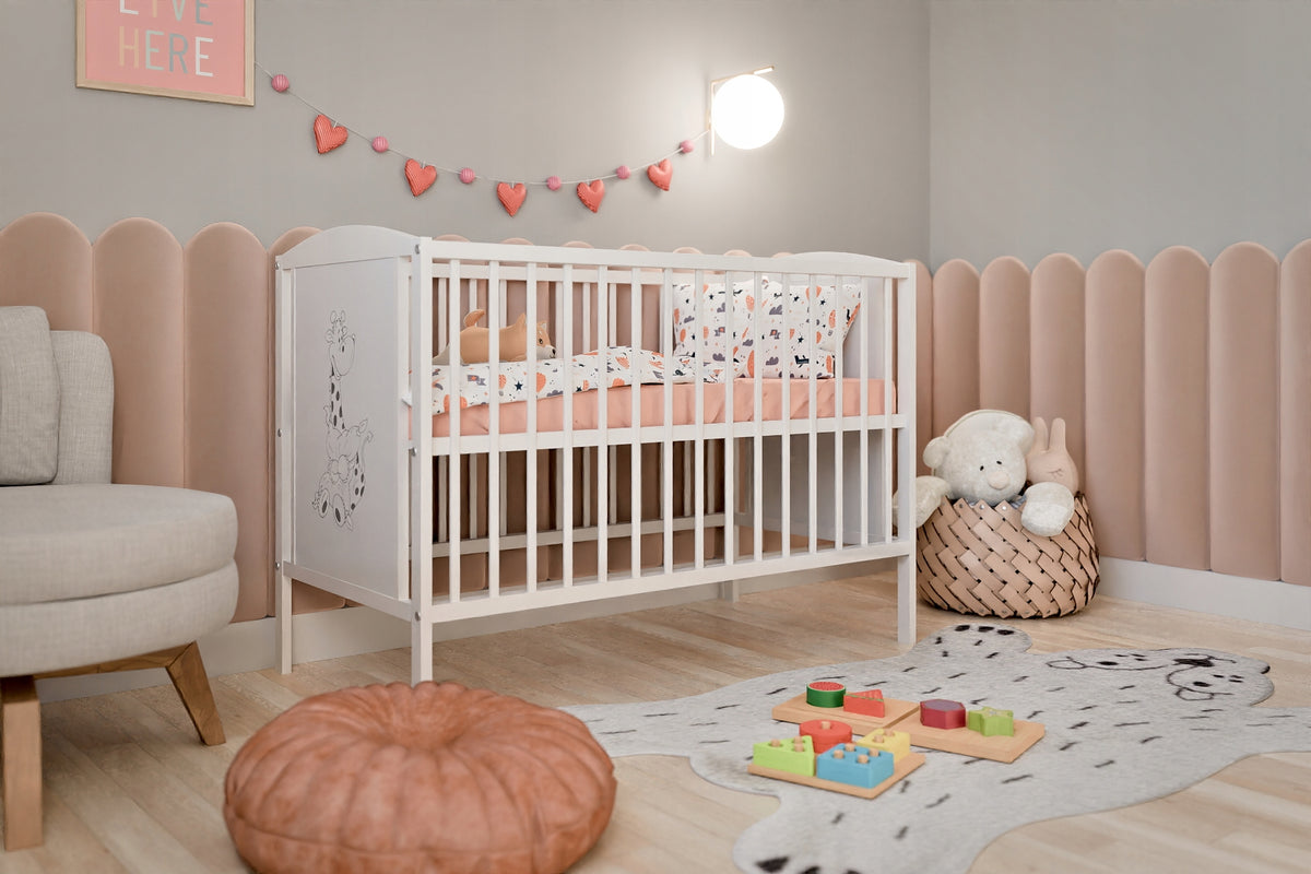 Cot FAIRY TALE b/sz white giraffe with barrier couch 120x60 Manufacturer code BAJKA