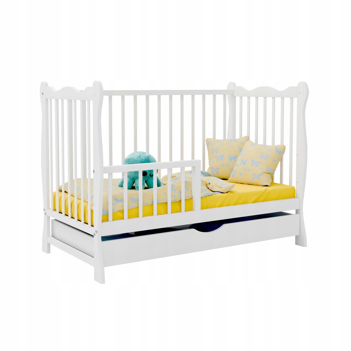 Cot JULIA drawer white couch WITH BARRIER 120x60 Packaging status original