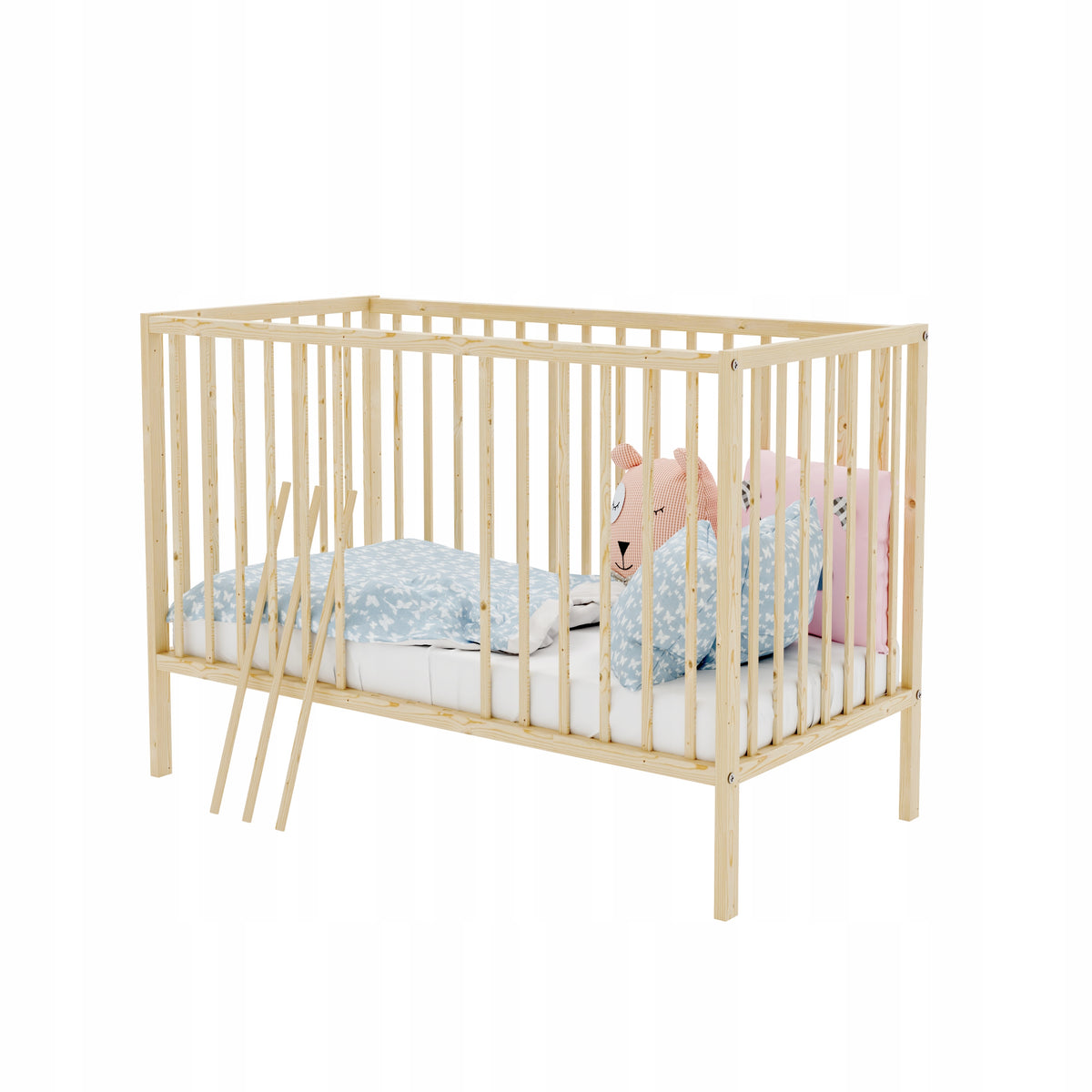 Cot MAGDA b/sz pine couch with railing 120x60 Manufacturer code magda