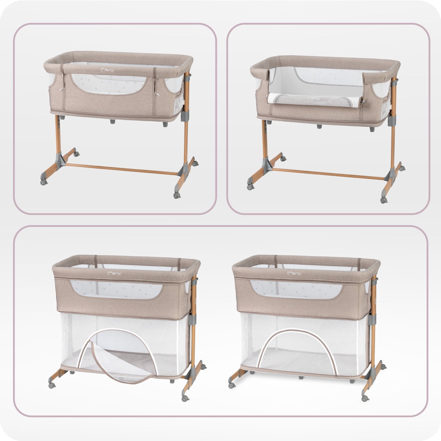 Cot MoMi SMART BED beige - mattress adjustable mosquito net Manufacturer code ŁÓŻE00001
