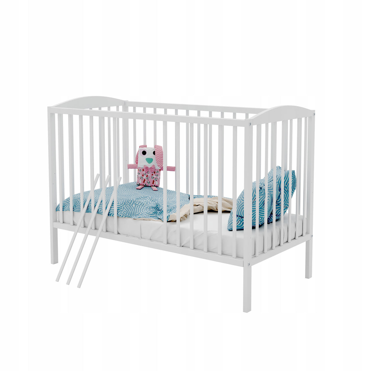 Cot OLA WHITE b/sz couch with barrier 120x60 cm Brand Bobas