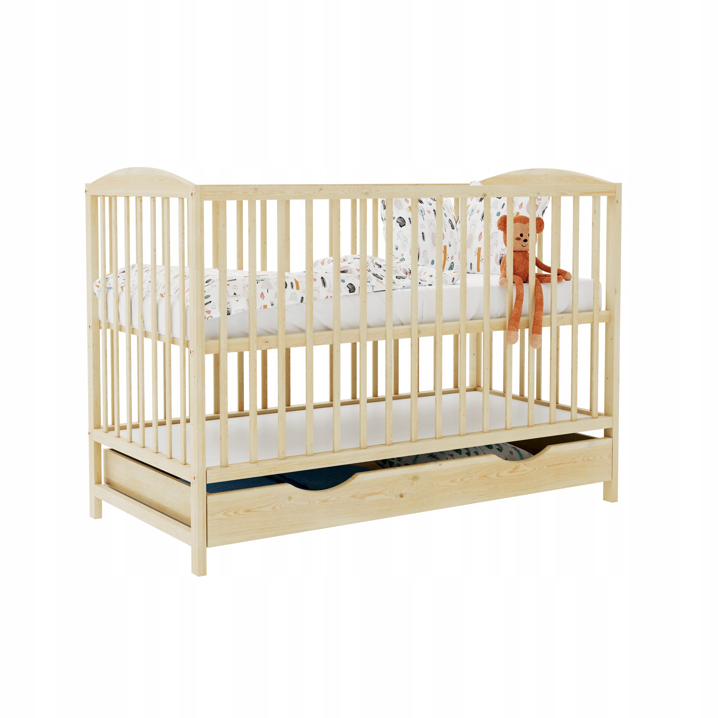 Cot OLA drawer pine 120x60 cm