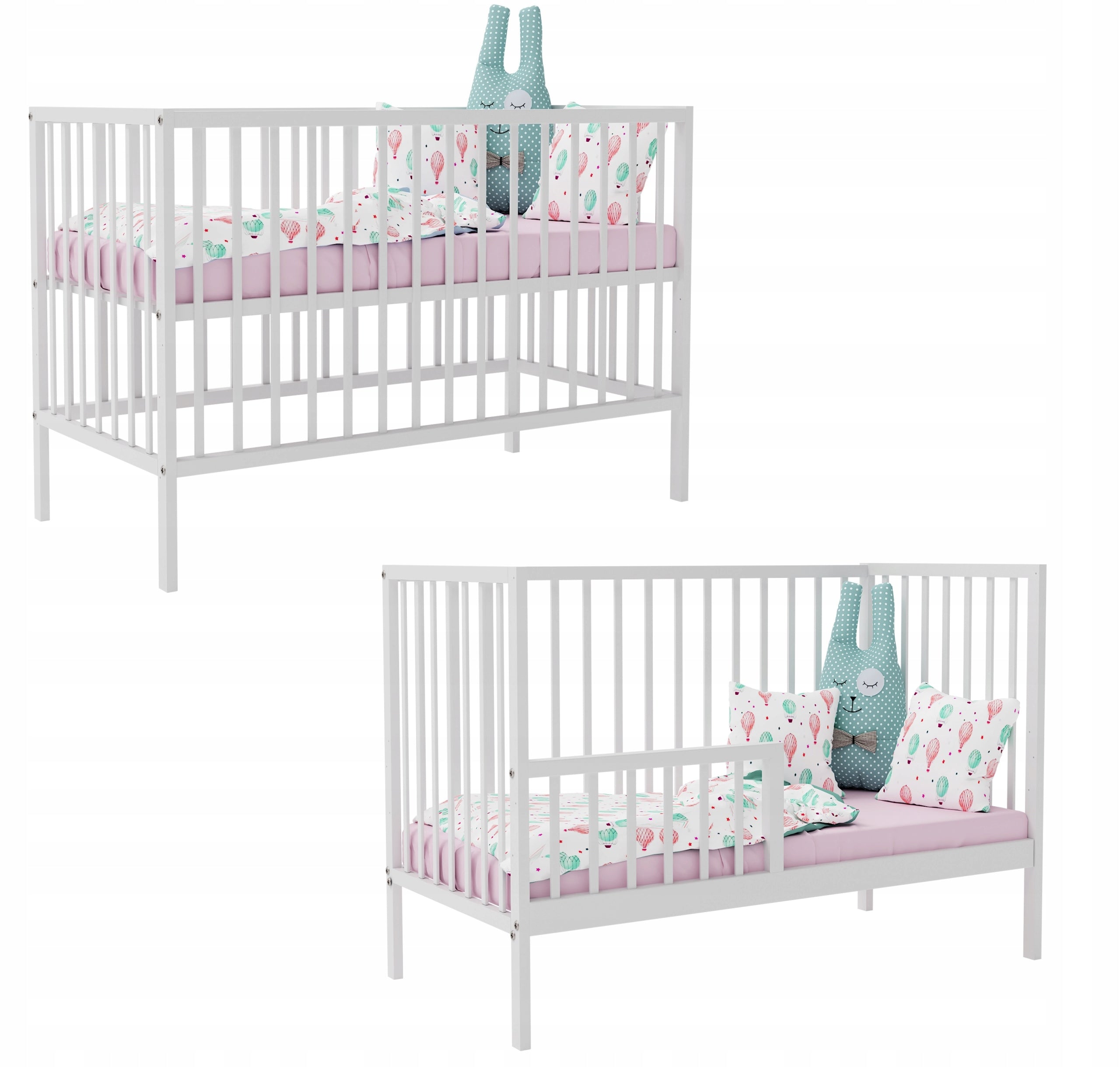 Cot b/sz MAGDA WHITE with couch barrier