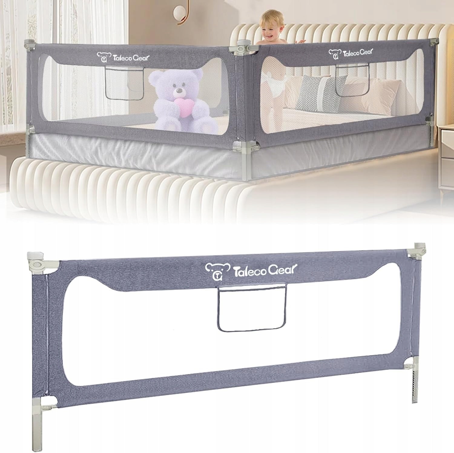 Cot barrier G Taleco Gear 200x66 cm grey