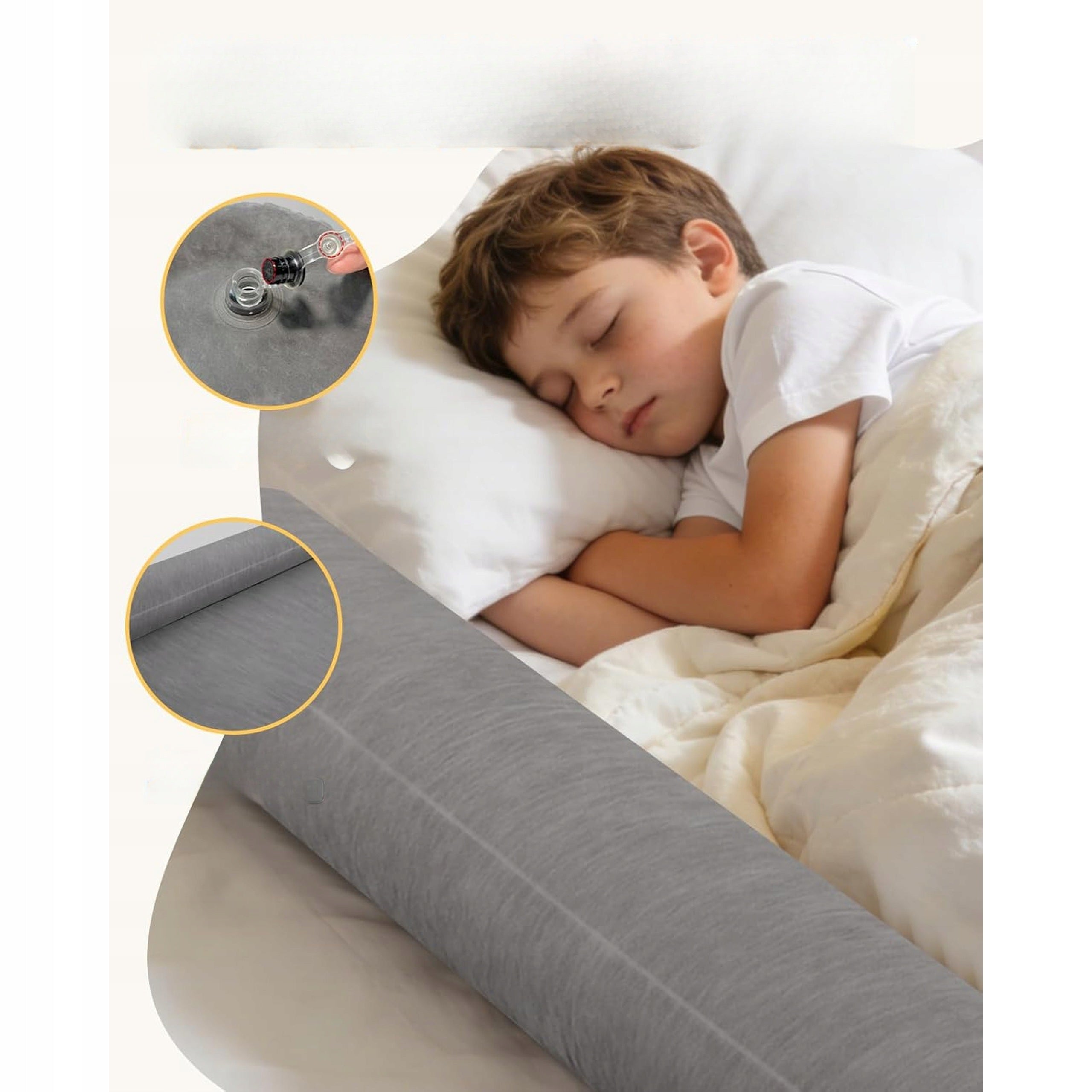 Cot barrier safety barrier for bed 2 pcs grey protection Manufacturer code nadmuchiwana barierka ochronna
