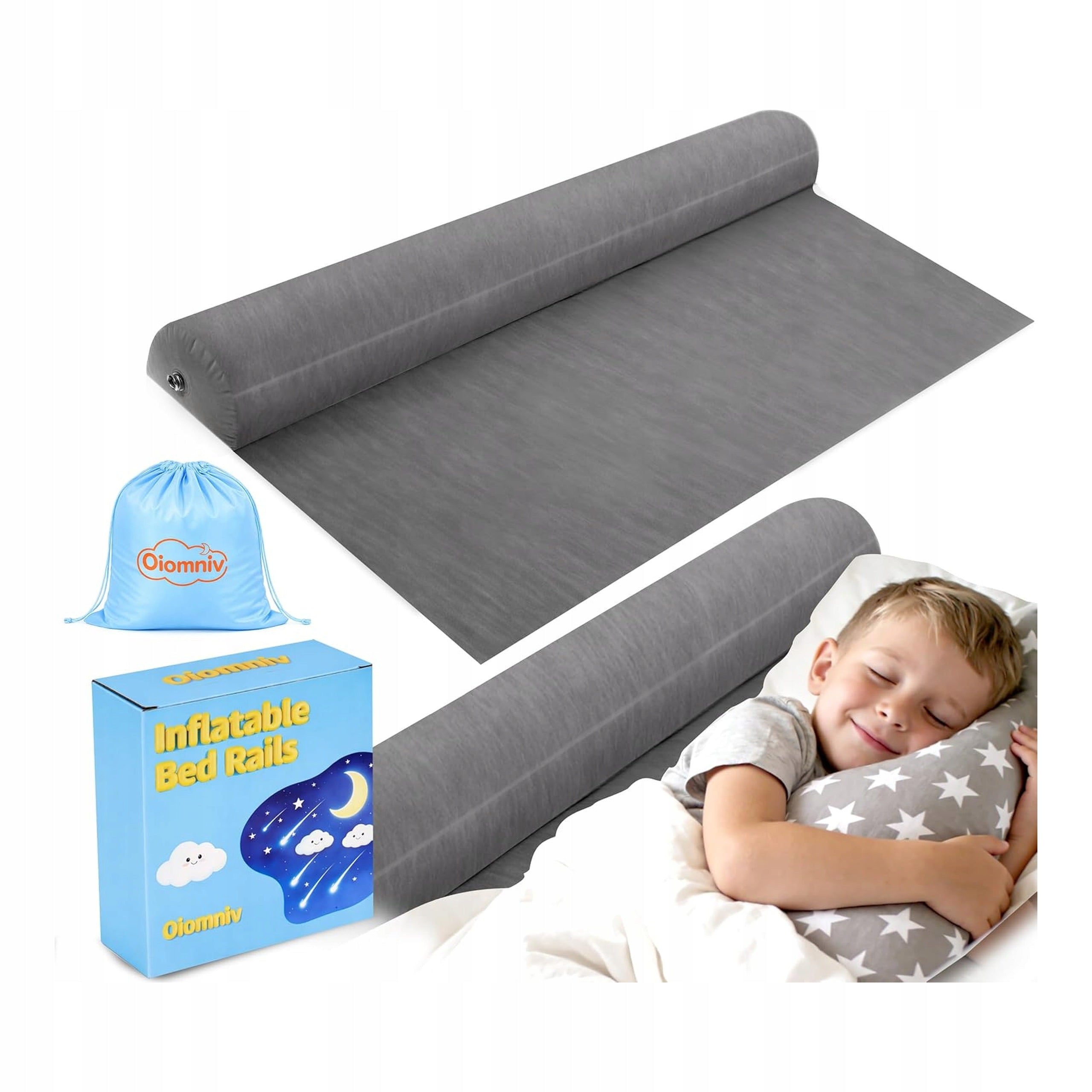 Cot barrier safety barrier for bed 2 pcs grey protection