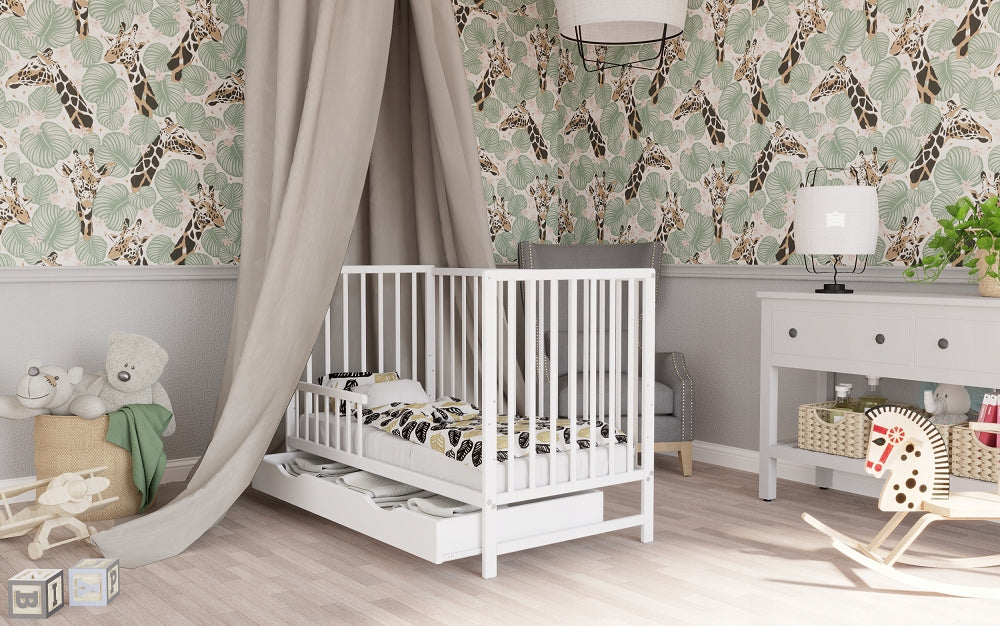 Cot drawer MAGDA WHITE couch with railing 120x60