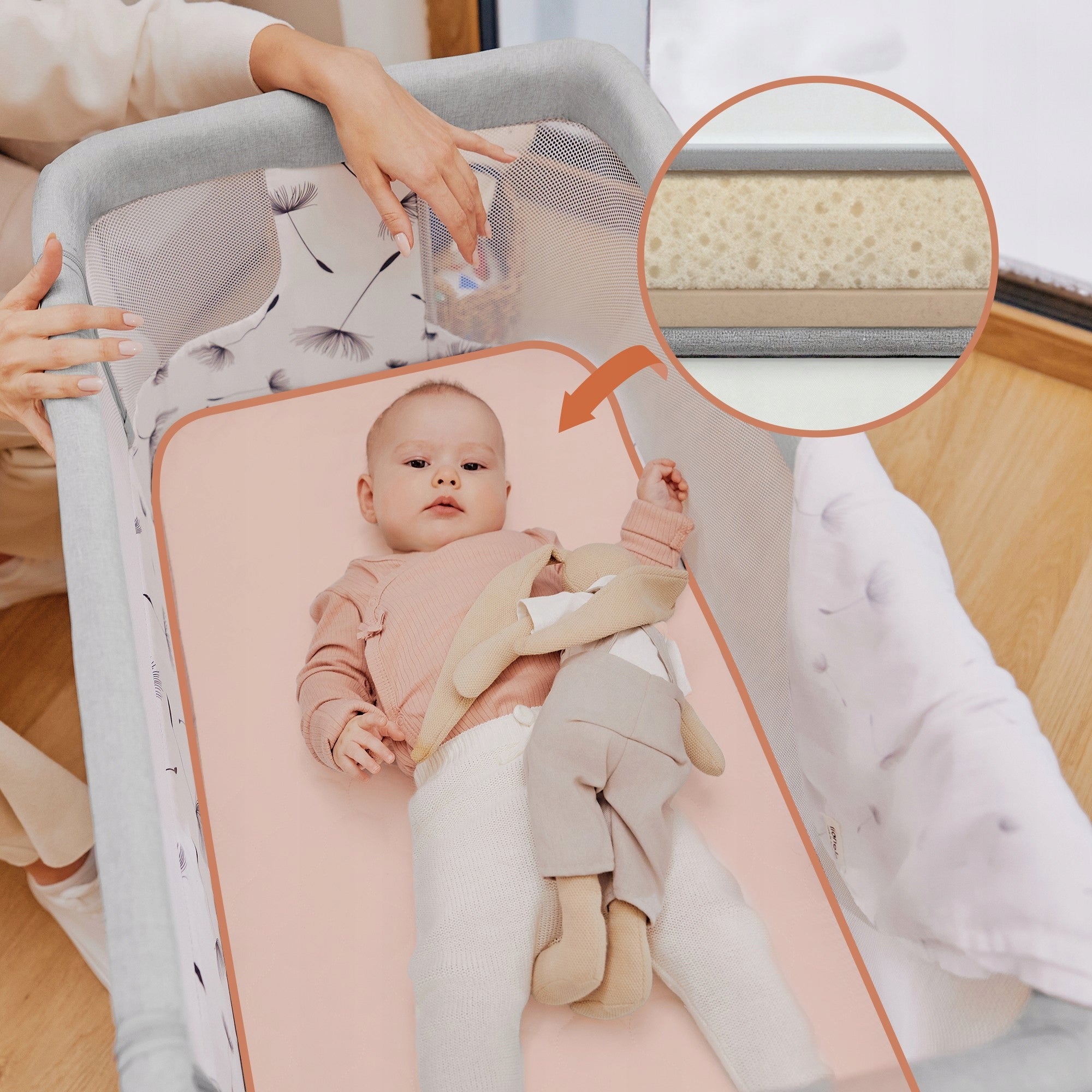 Cot, freestanding, cradle 3in1 set of accessories Lionelo Aurora Manufacturer code LO-AURORA GREEN SAGE