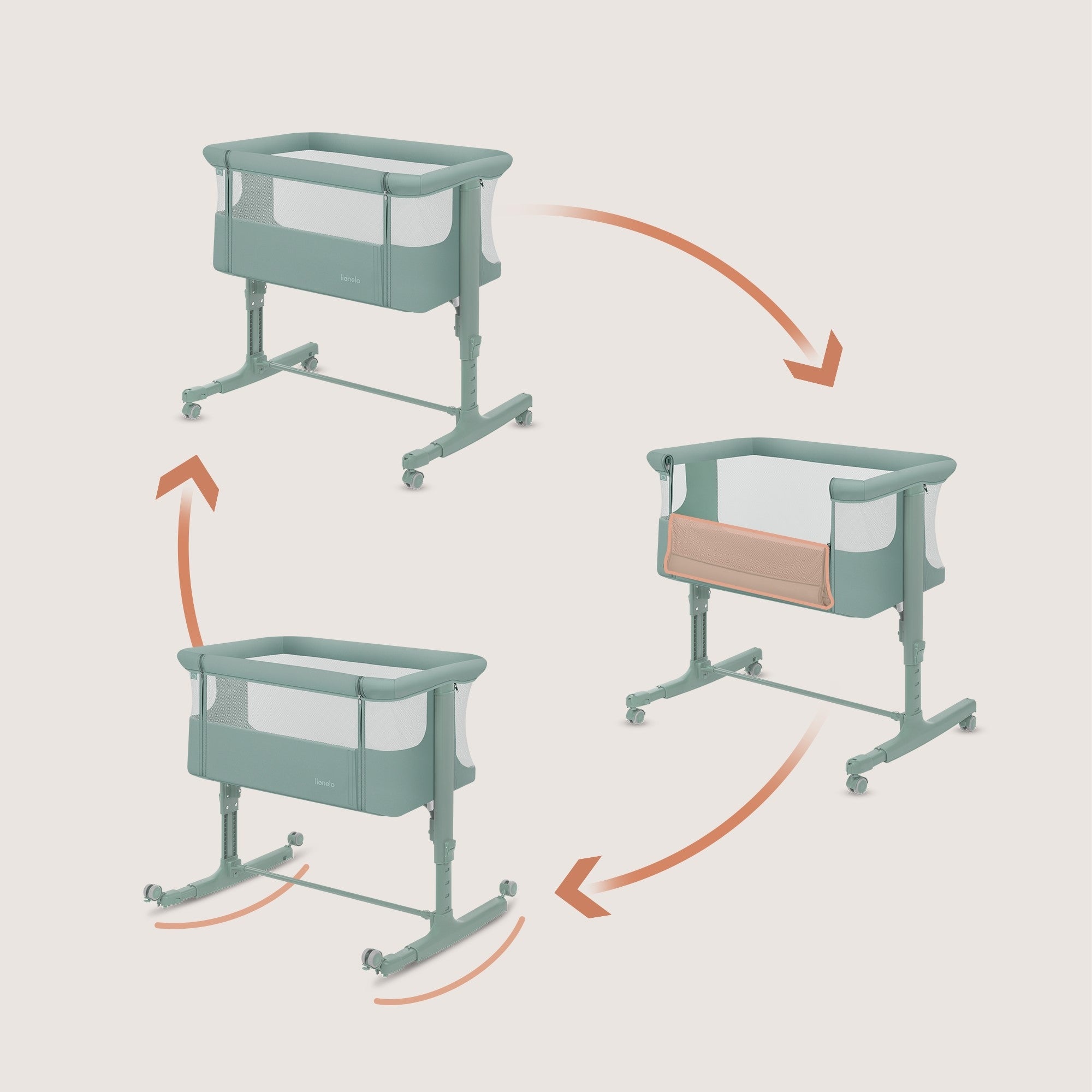 Cot, freestanding, cradle 3in1 set of accessories Lionelo Aurora Packaging status original