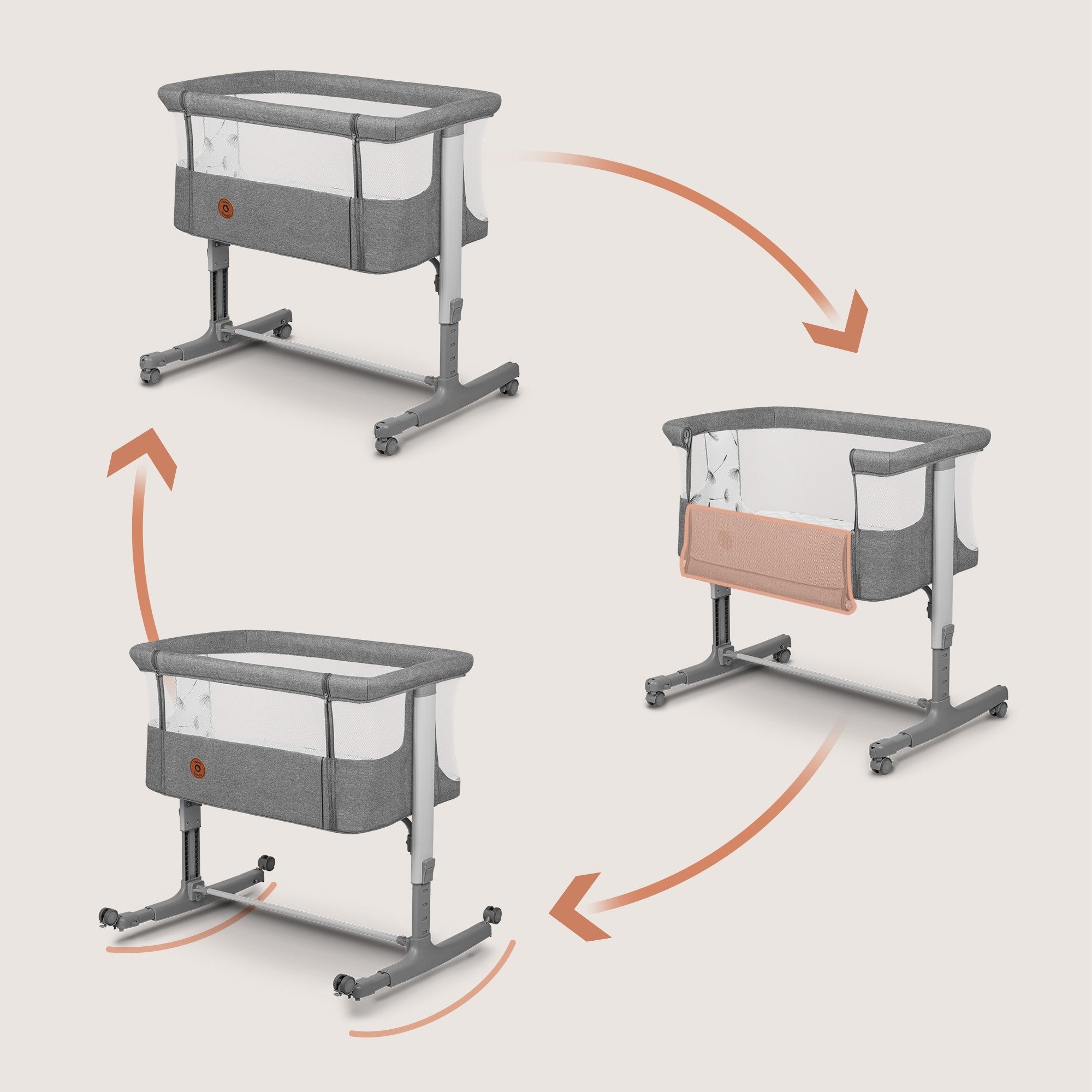 Cot, freestanding, cradle 3in1 set of accessories Lionelo Aurora Packaging status original