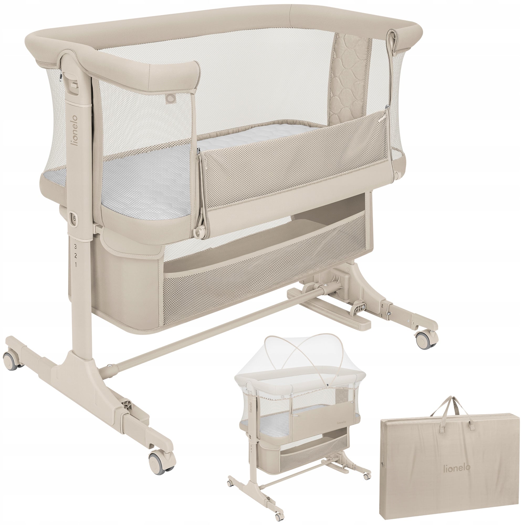Cot freestanding cradle 3in1 set of accessories Lionelo Jodie Packaging status original