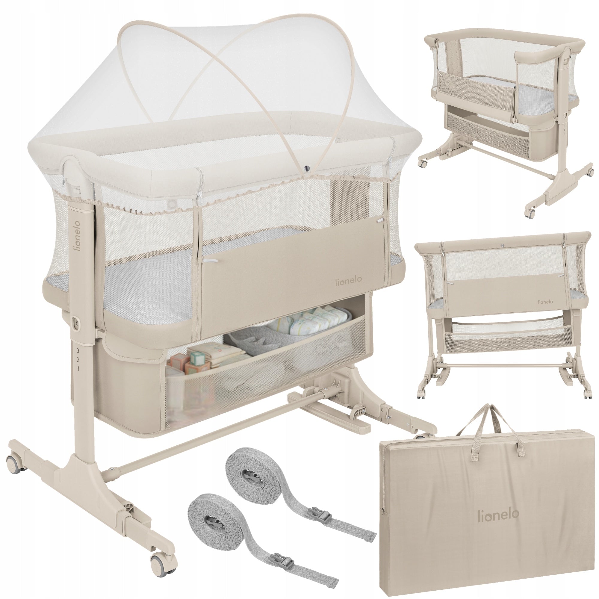 Cot freestanding cradle 3in1 set of accessories Lionelo Jodie