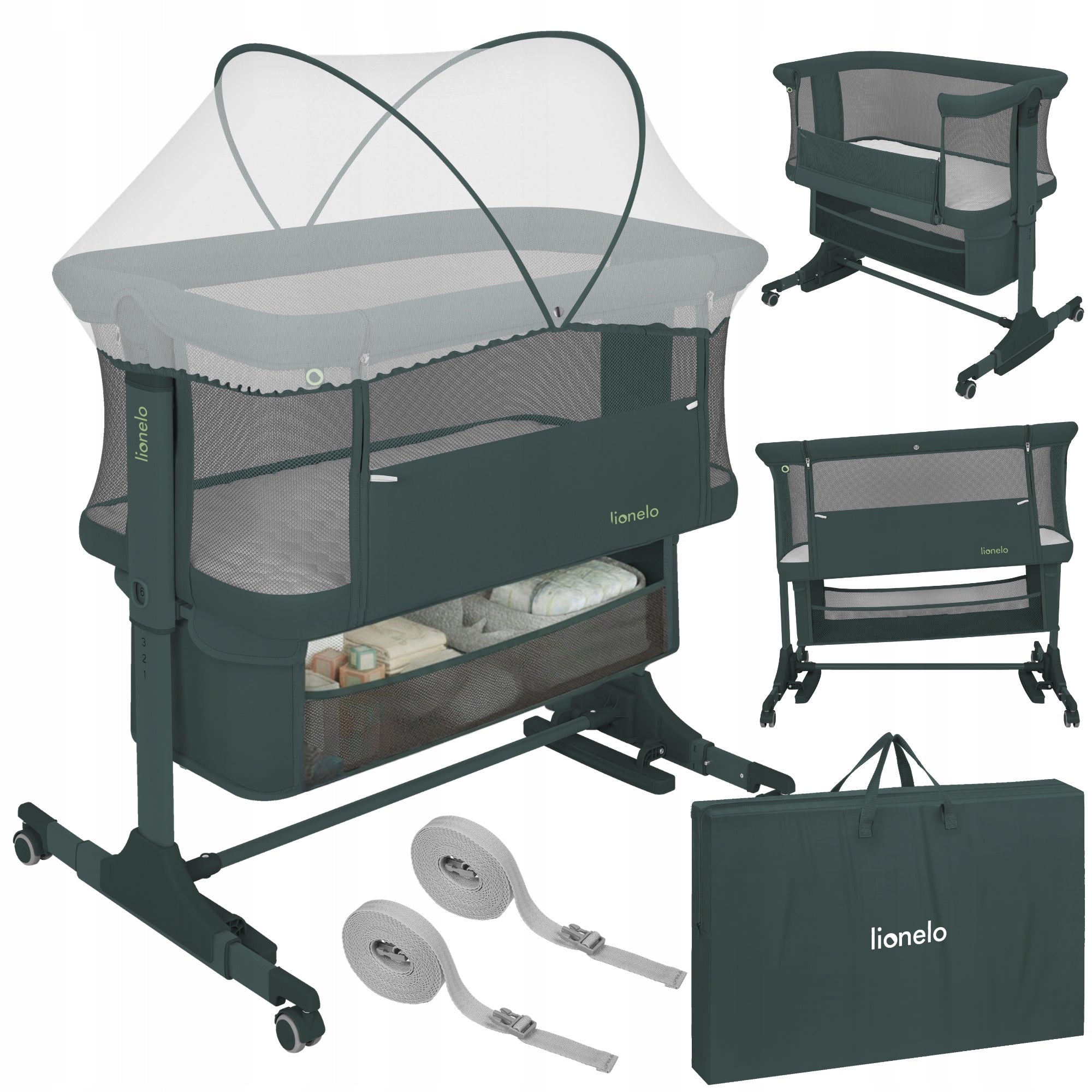 Cot freestanding cradle 3in1 set of accessories Lionelo Jodie