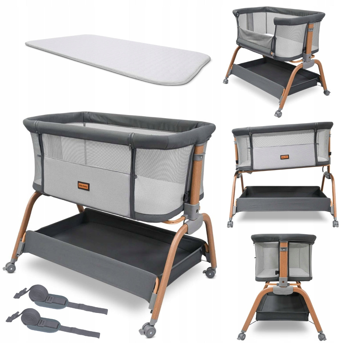 Cot freestanding tourist cradle Nino Milly Mally grey