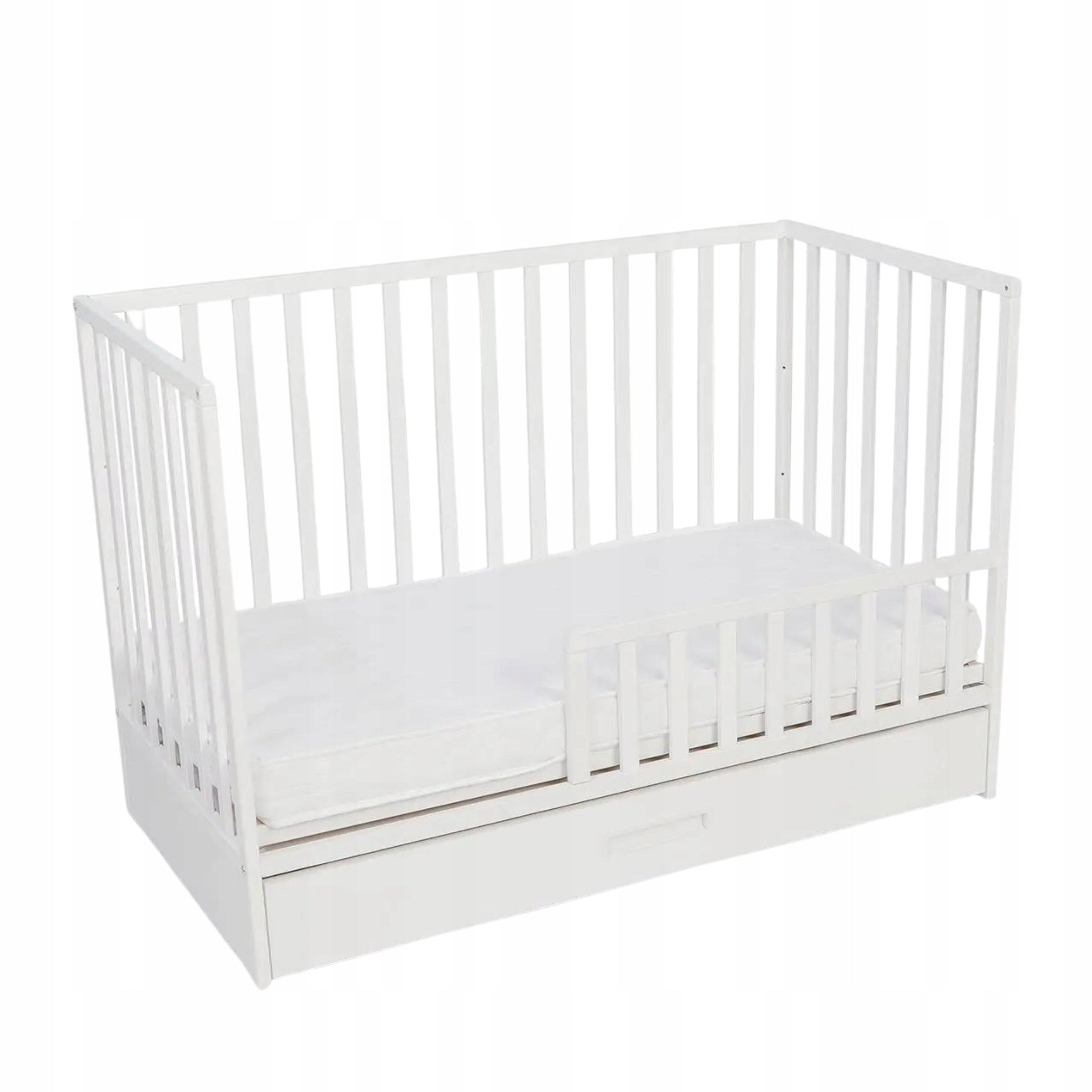 Cot on Wheels 2in1 with Drawer Wooden 120x60 cm + Tapczanik - White Packaging status original