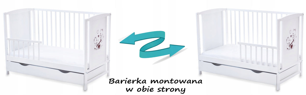 Cot with drawer FAIRY TALE + BARRIER + mattress GPK Brand Bobas