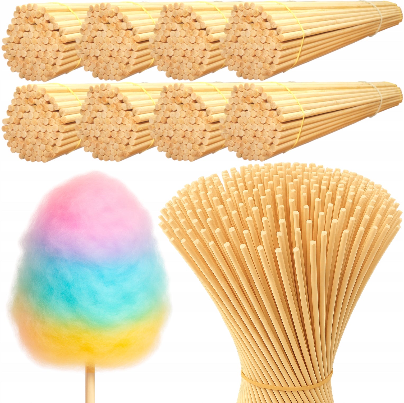 Cotton Candy Sticks 800pcs 38cm 4mm Round Bamboo Sticks For Machine