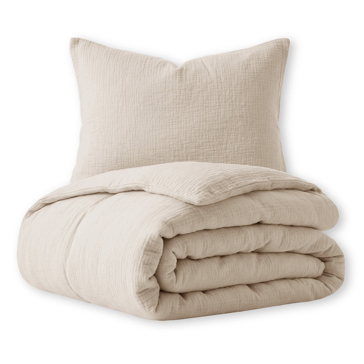 Cotton MUSLIN Bedding 140x200 SET 2cz delicate Velia beige