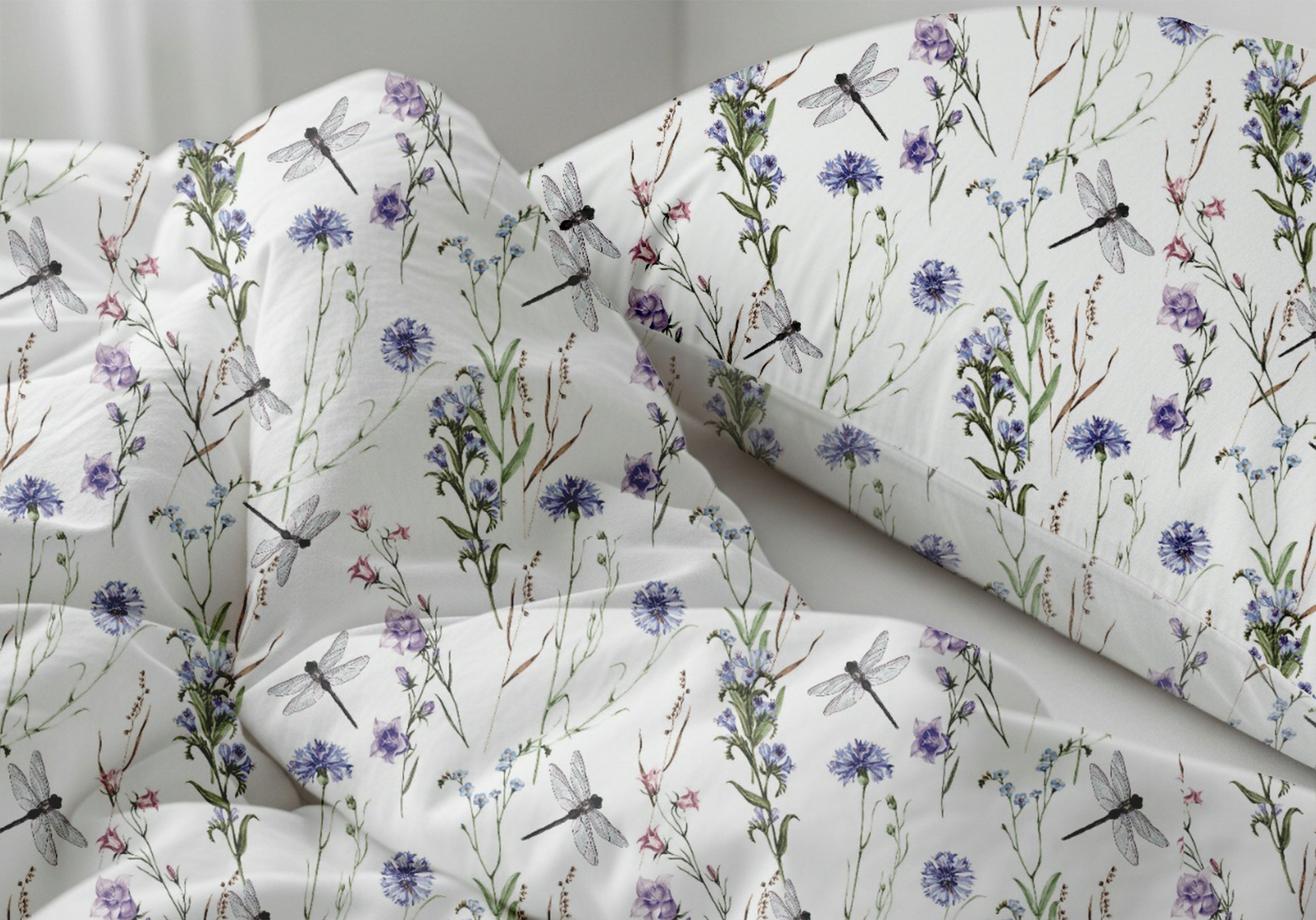 Cotton bedding 160x200 poland flowers with dragonfly 100% gift Packaging status original