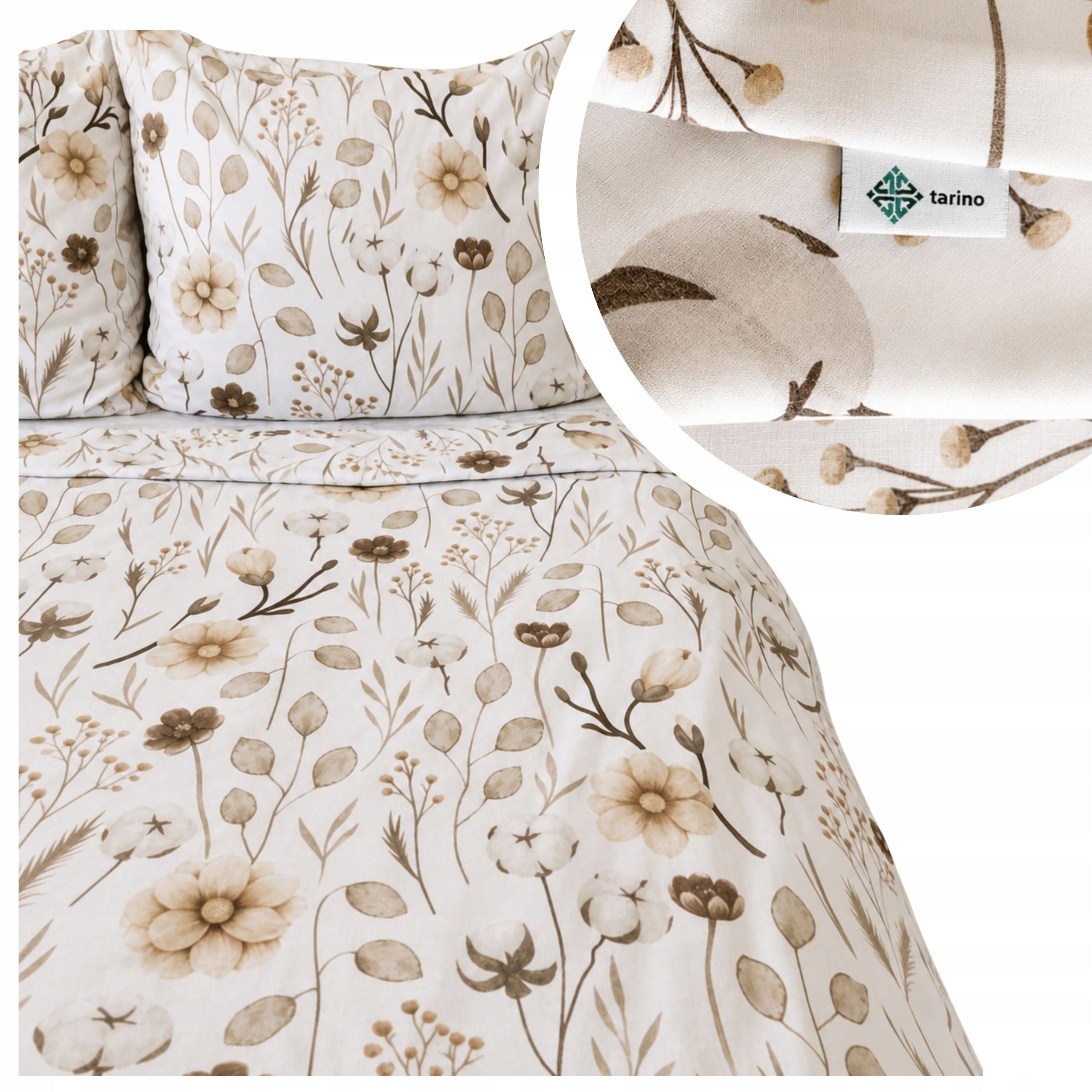 Cotton bedding 200x220 patterns flowers beige 100% cotton thick