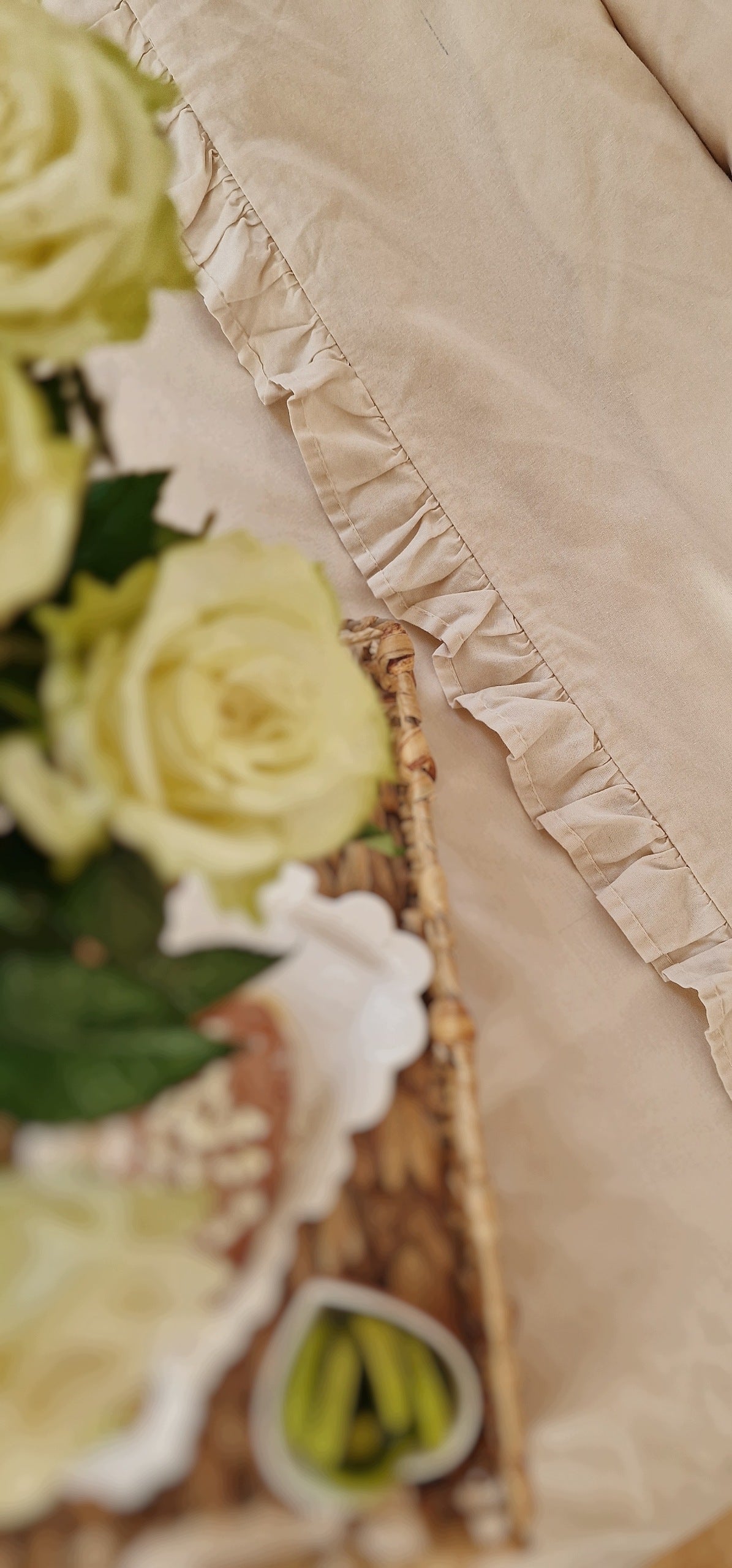 Cotton bedding with frill 160x200 70x80 frill beige certificate Manufacturer code komplet Pościeli bawełna 100%