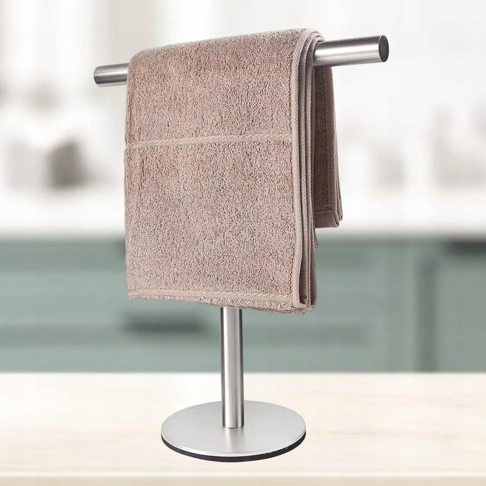 Countertop Towel Rack Versatile Towel Bar Hanger for Cabinet Silver Round