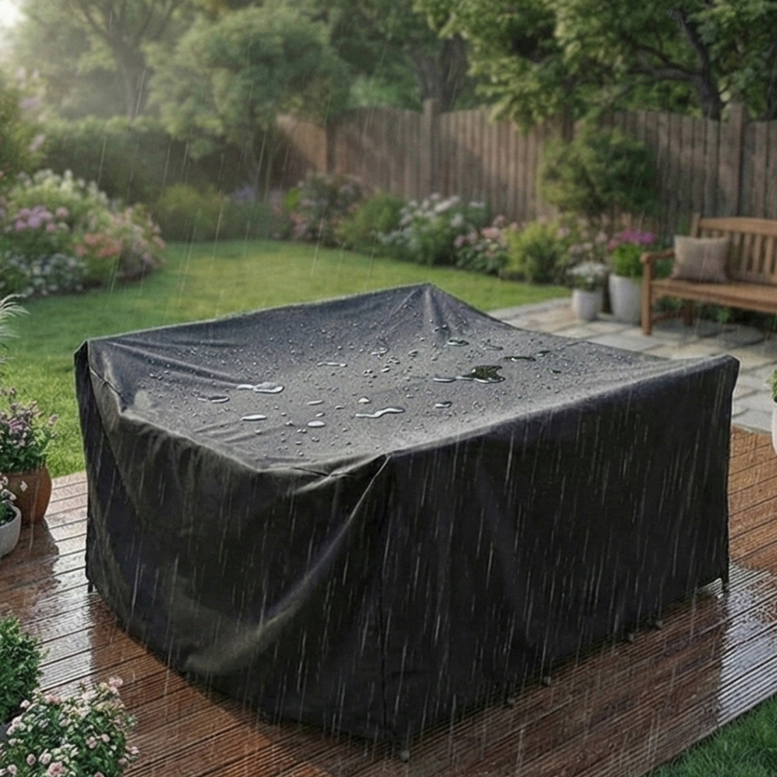 Cover for garden furniture 300 x 200 x 80 cm black Length 300 cm