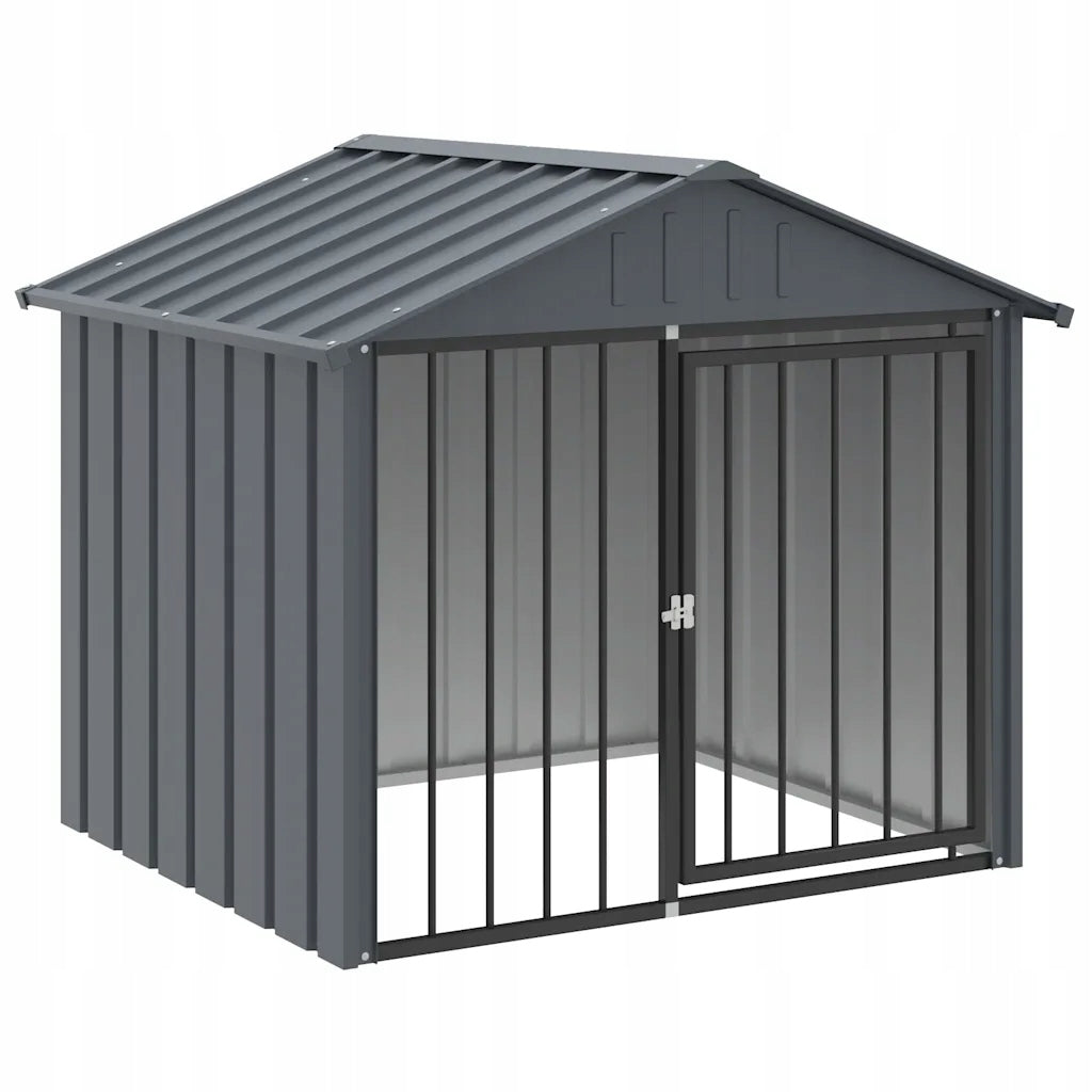 Covered dog playpen in galvanized steel, black, 117x103x102 cm