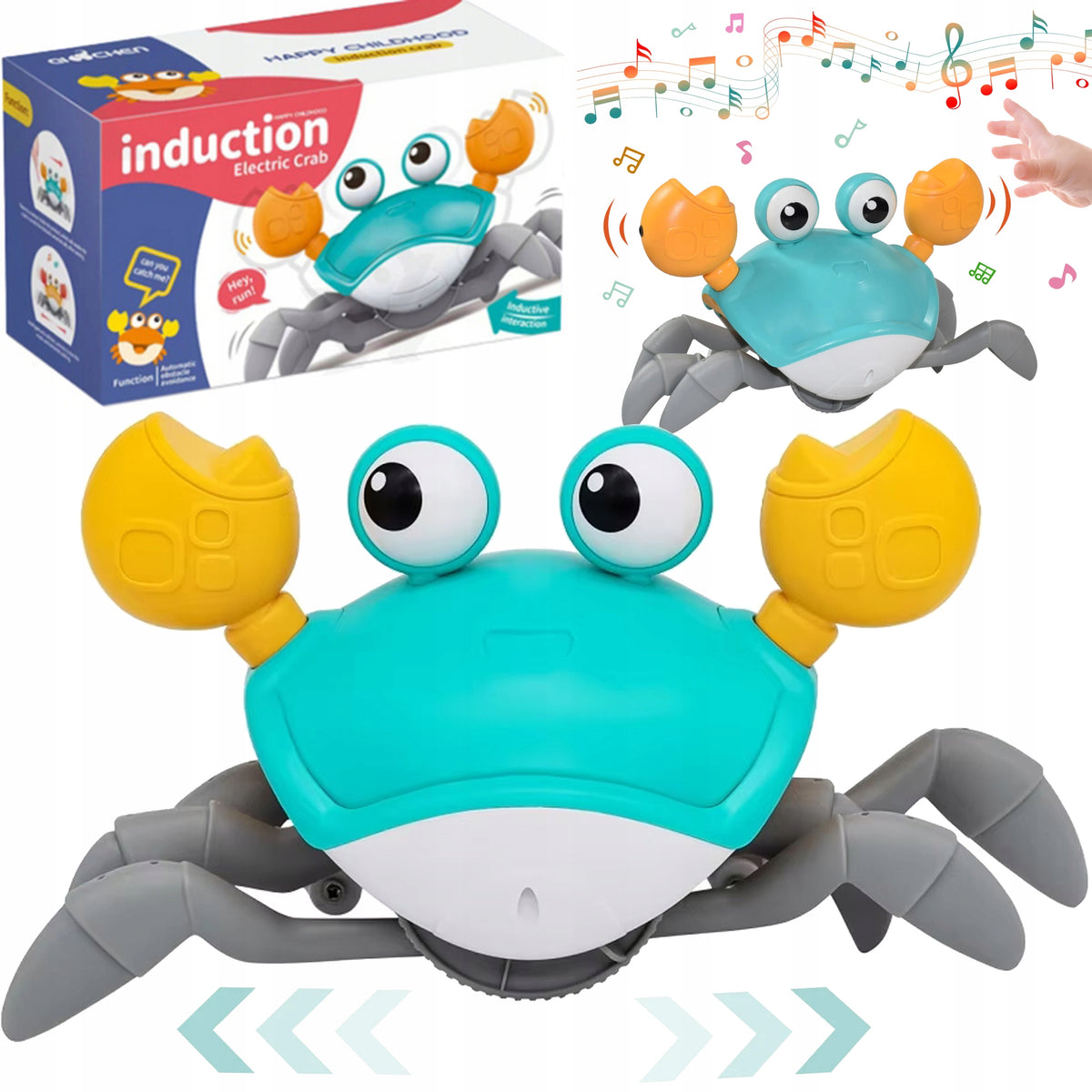 Crab interactive creeping escaping LED sound toy for kids