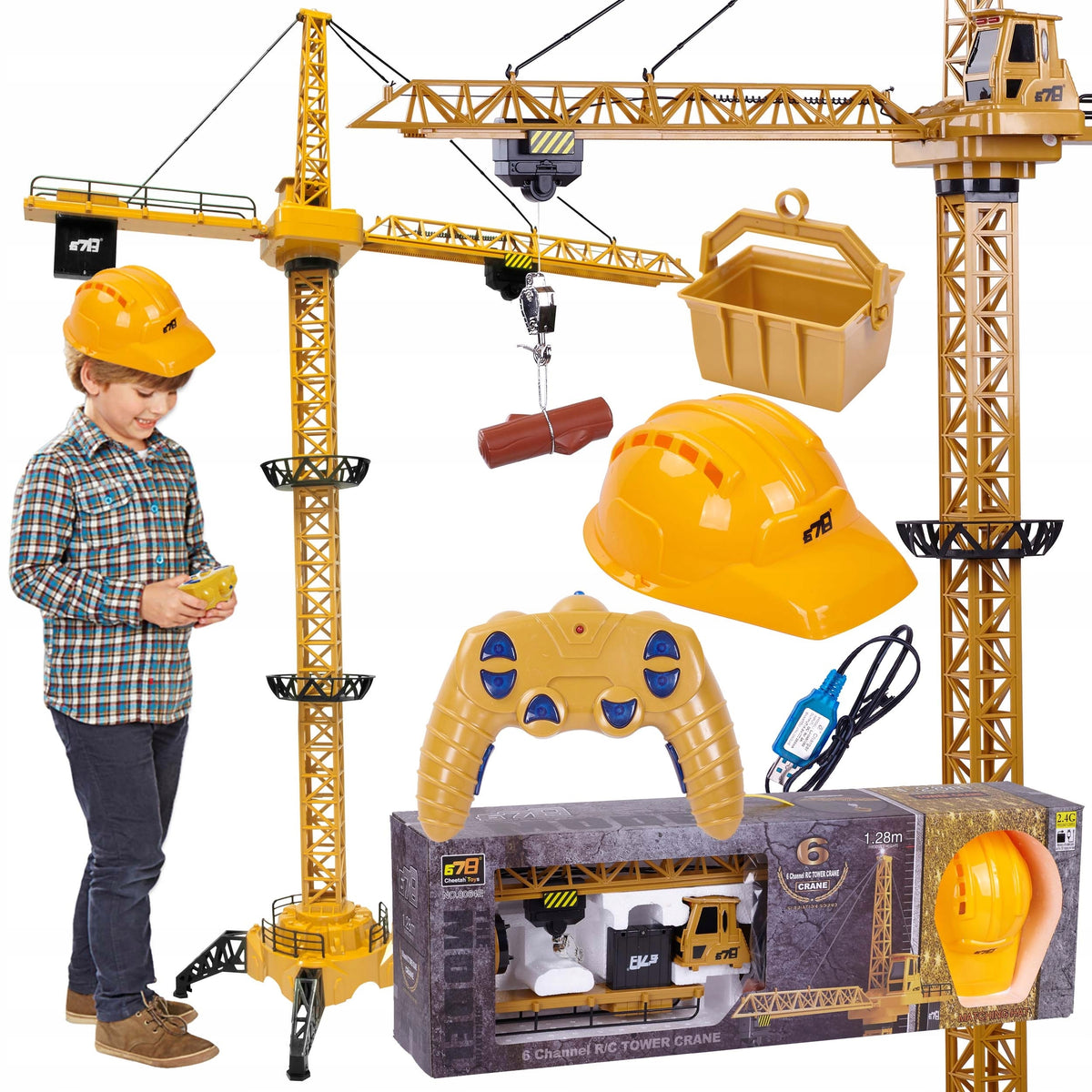 Crane Giga RC Remote Controlled + Helmet Toy Kids Remote Control Large Packaging status original