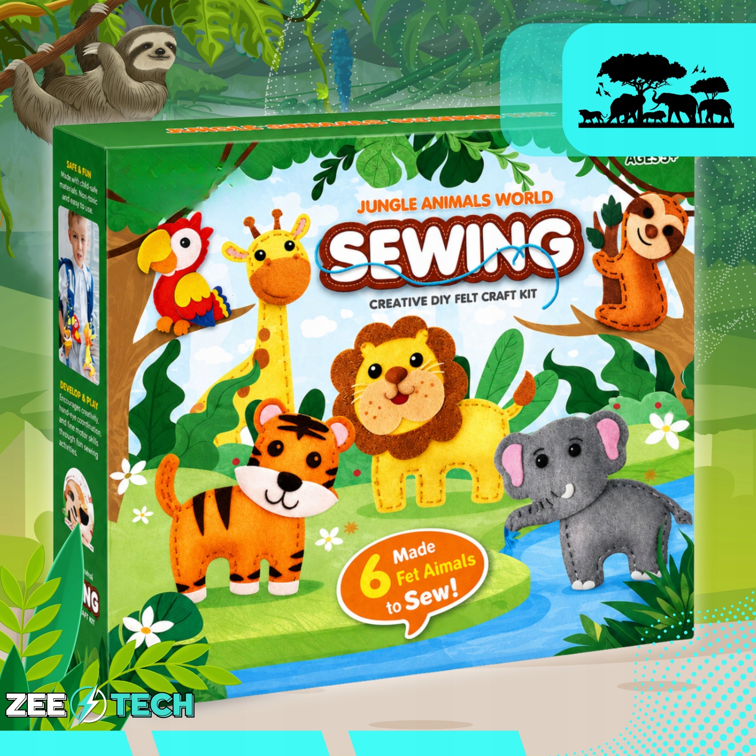 Creative Sewing Kit for Kids Felt Animal Learning DIY Gift Manufacturer code Zestaw kreatywny do szycia dla dzieci