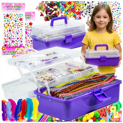 Creative art kit for kids suitcase beads sequins gift DIY