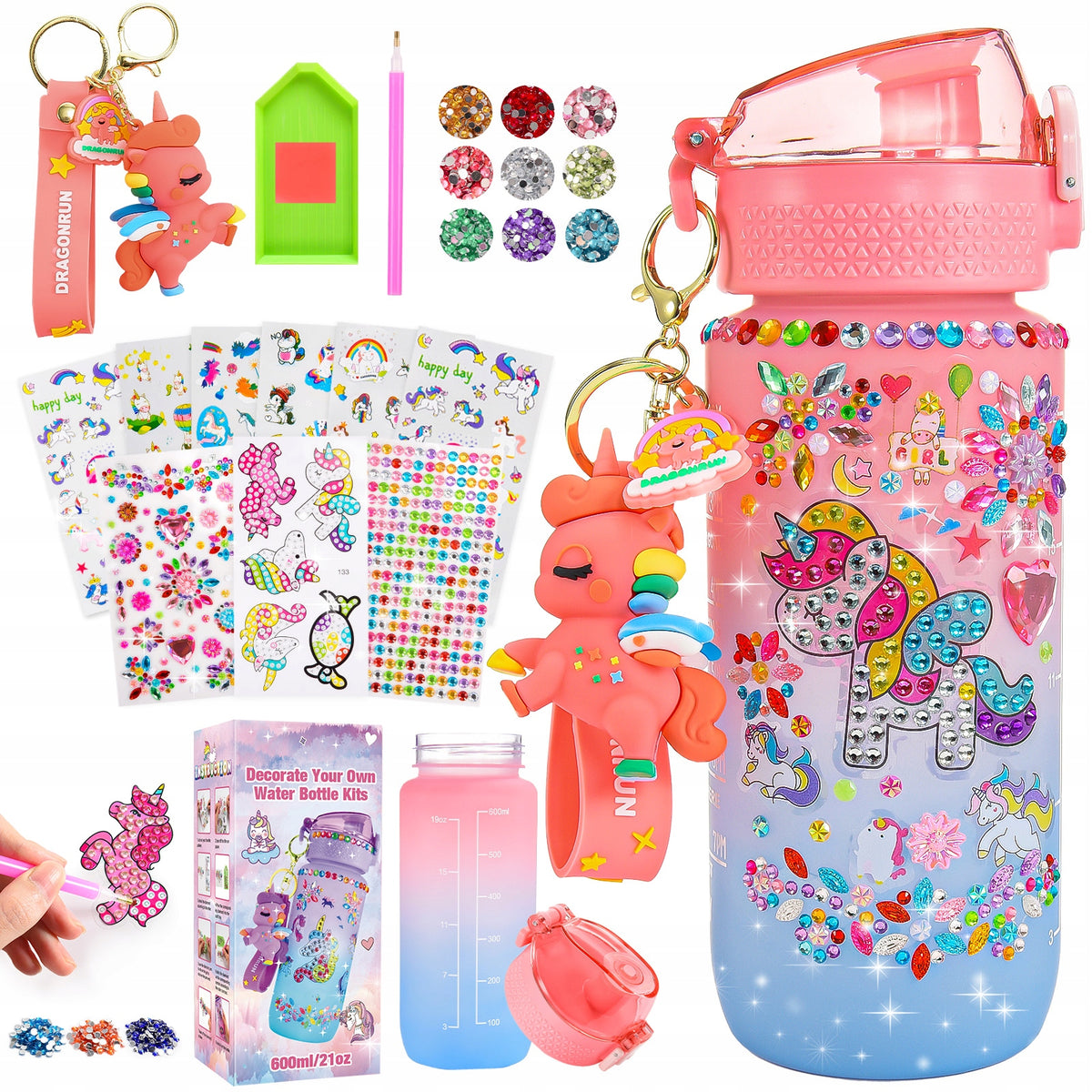 Creative set for self-made water bottle – Unicorn