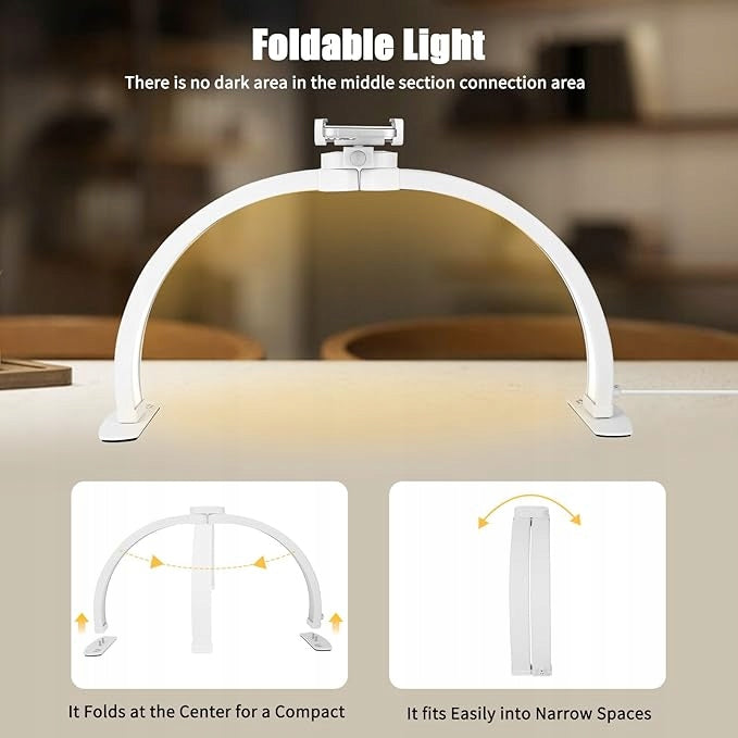 Crescent Manicure Lamp with Phone Holder 3 Modes Dimmable Packaging status original
