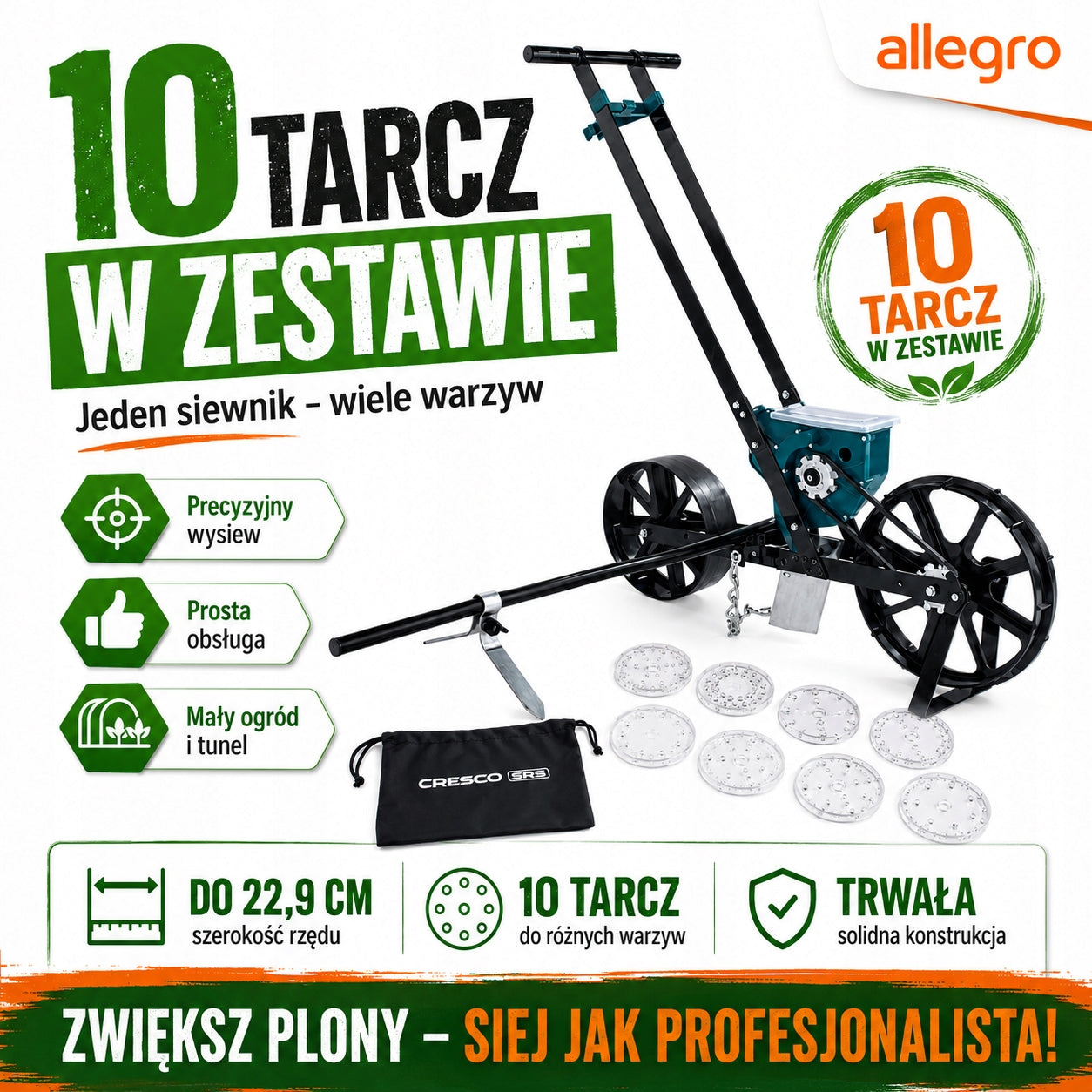 Cresco SRS manual point seed drill for vegetables 10 discs Manufacturer code SRS