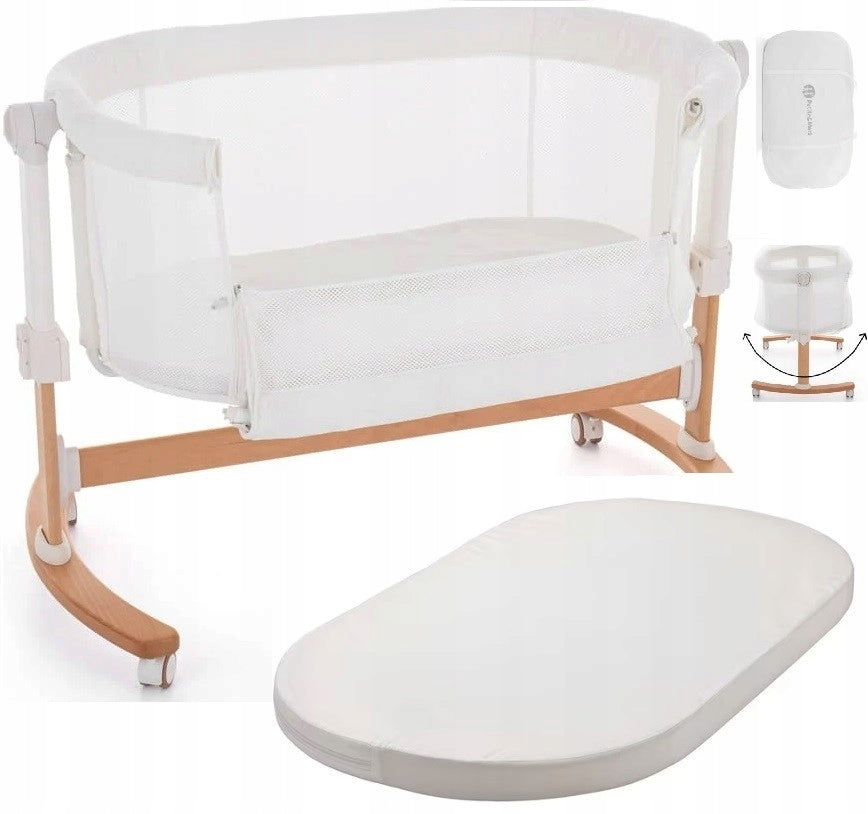 Crib Petite&Mars Glory delivery cradle extra bed circle 55x105 cm, Cream