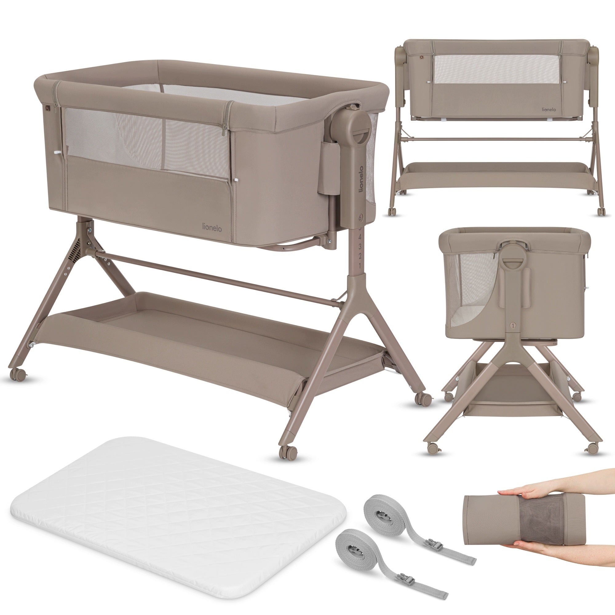 Crib cradle LIONELO LEONIE PLUS 3in1 Baby crib taupe Manufacturer code LO-LEONIE PLUS BEIGE TAUPE