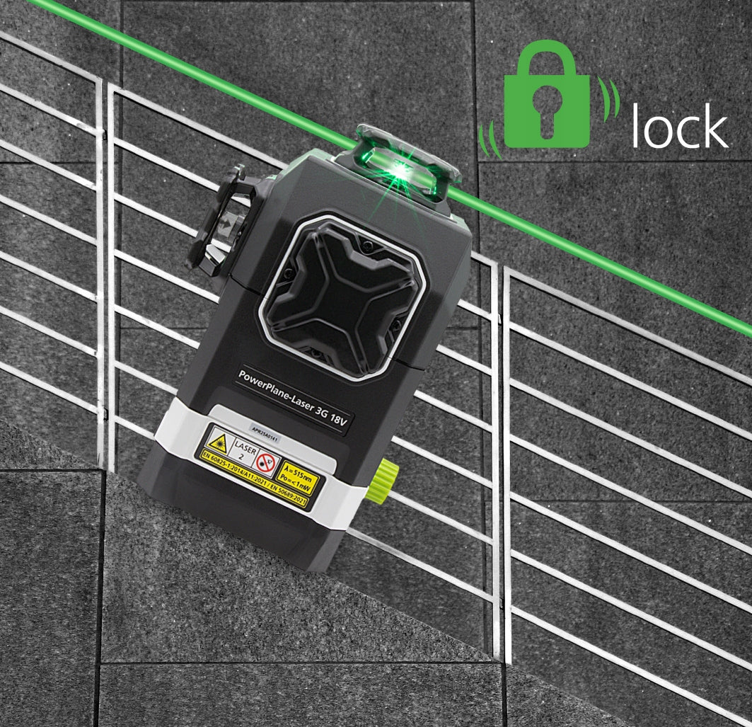 Cross laser 360° 8G green + 7x adapter 18V Bosch, Makita ... + L-BOXX Measurement accuracy (+/-) 0.2 mm