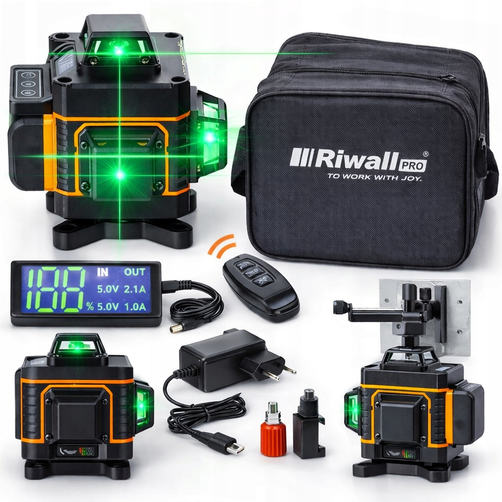 Cross laser LEVEL 4D Riwall RNP-01 16 Line Pro +Set of 25 m Packaging status original